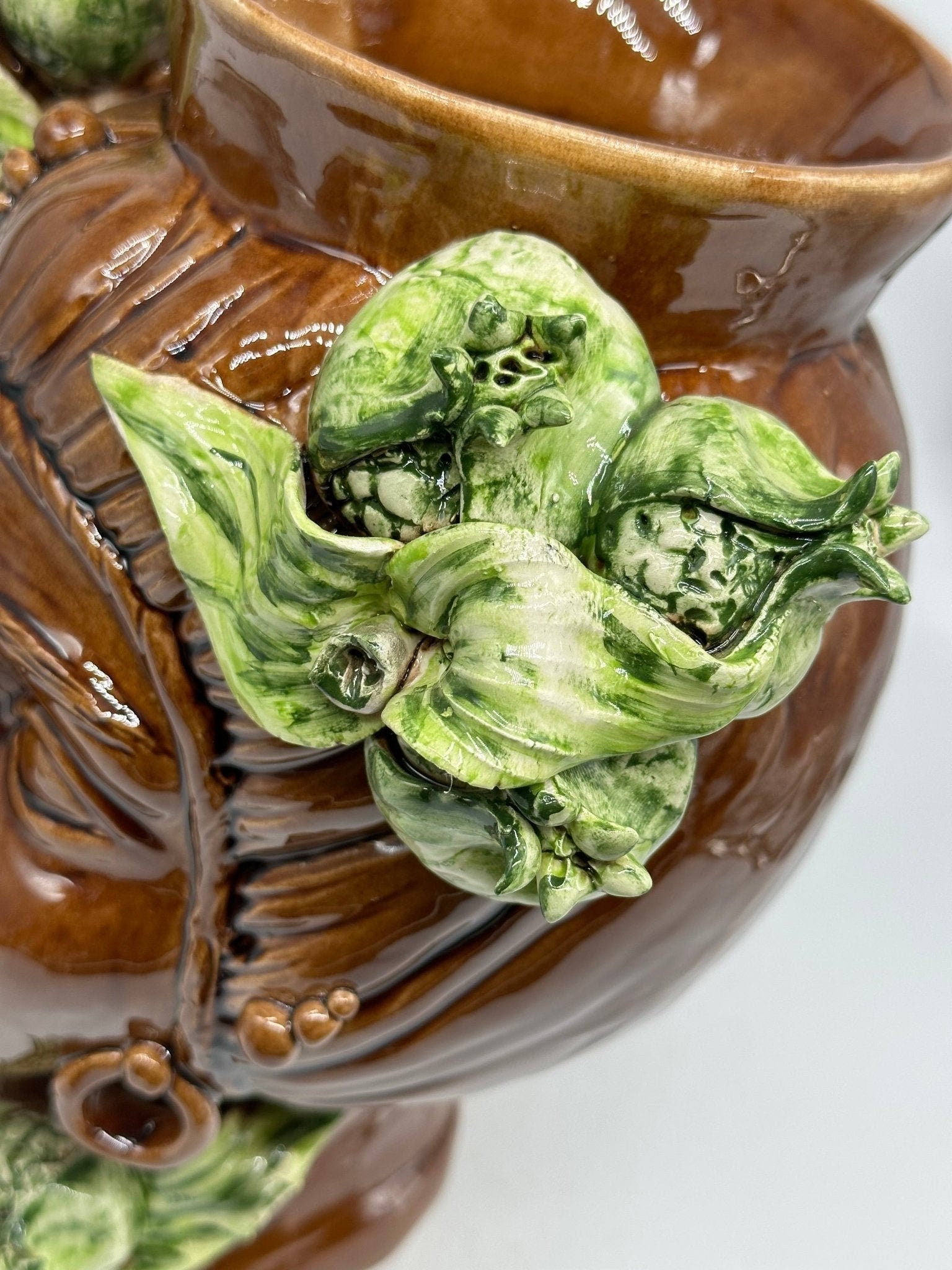 Teste di Moro Mediterraneo Ceramica Caltagirone cm H.29 L.22 Artigianale Marrone Verde - DD CERAMICHE SICILIANE