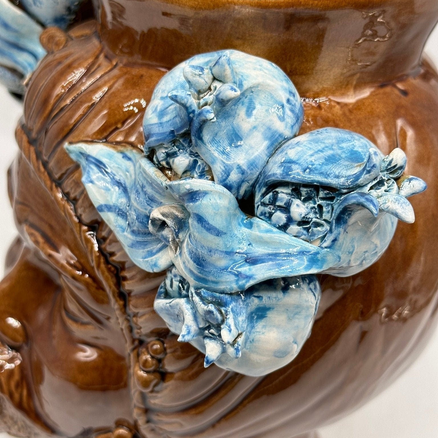 Teste di Moro Mediterraneo Ceramica Caltagirone cm H.29 L.22 Artigianale Marrone Azzurro - DD CERAMICHE SICILIANE