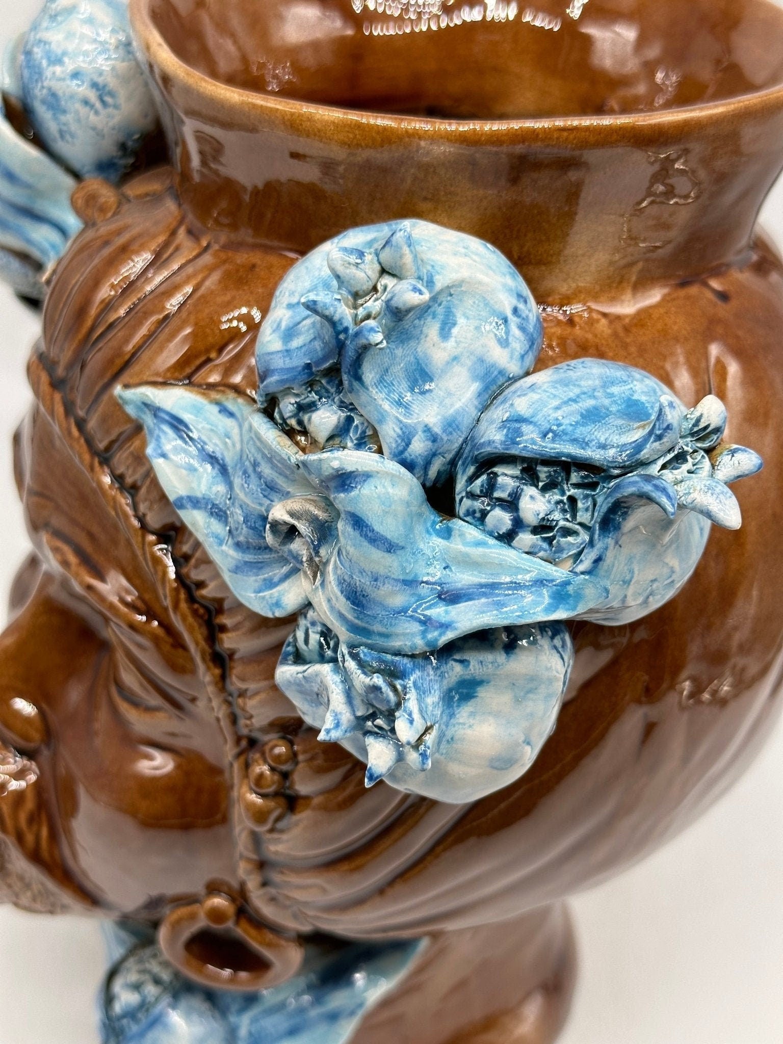 Teste di Moro Mediterraneo Ceramica Caltagirone cm H.29 L.22 Artigianale Marrone Azzurro - DD CERAMICHE SICILIANE