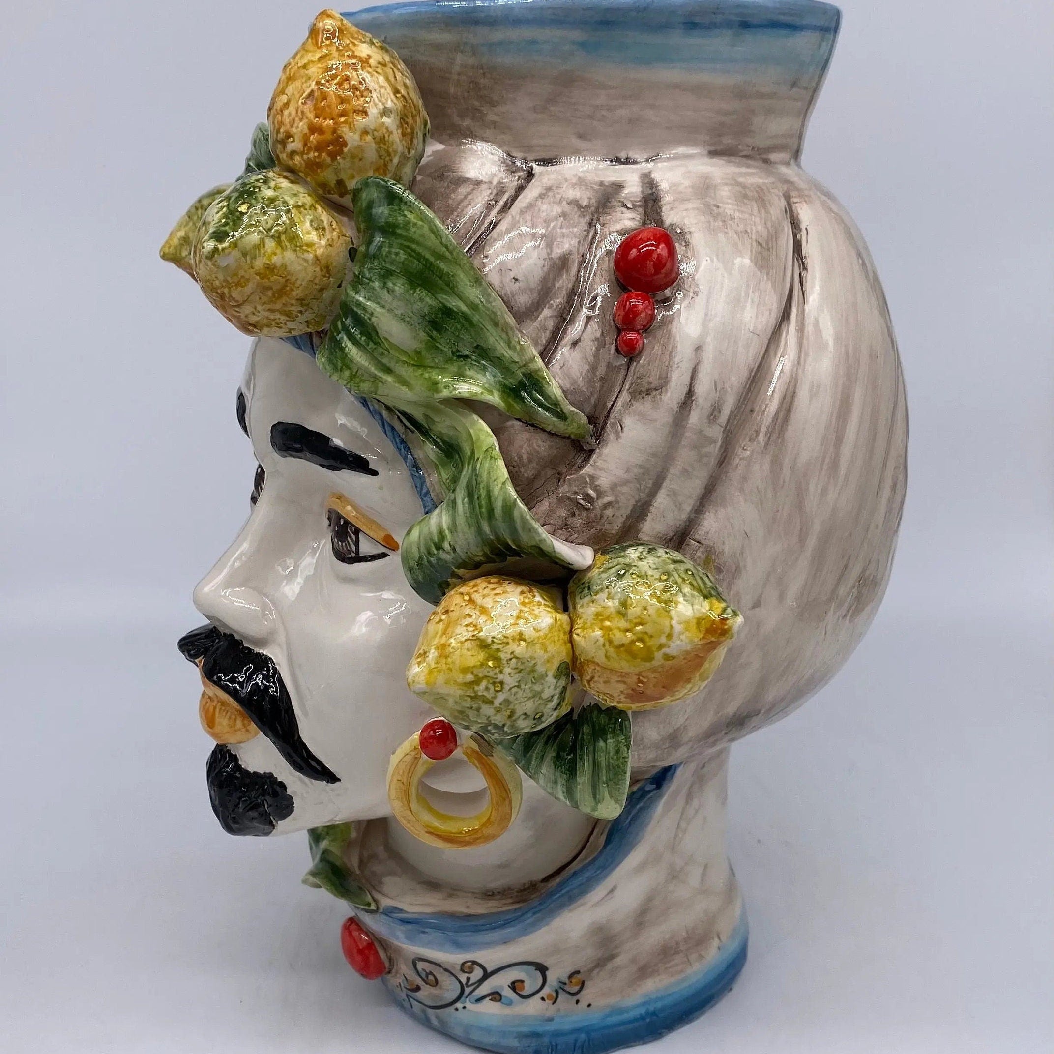 Teste di Moro Mediterraneo Colorata Ceramica Caltagirone cm H.29 L.22 Artigianale DD CERAMICHE SICILIANE