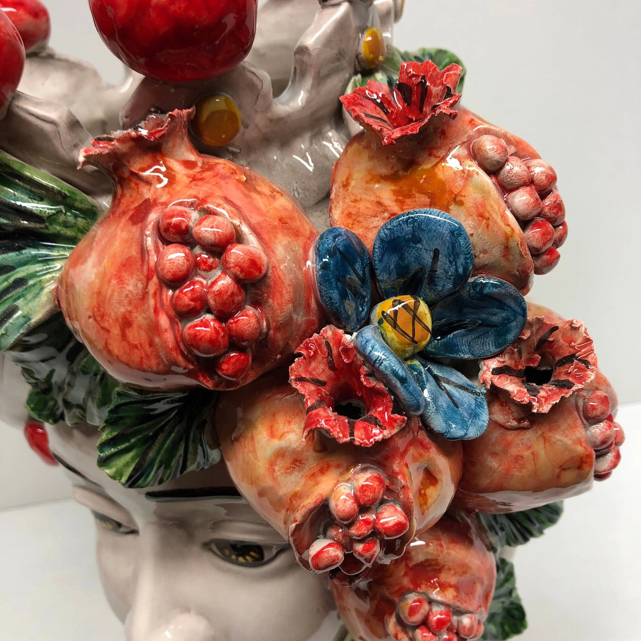 Teste di Moro Melograno Ceramica Caltagirone cm H.30 L.23 Artigianale DD CERAMICHE SICILIANE