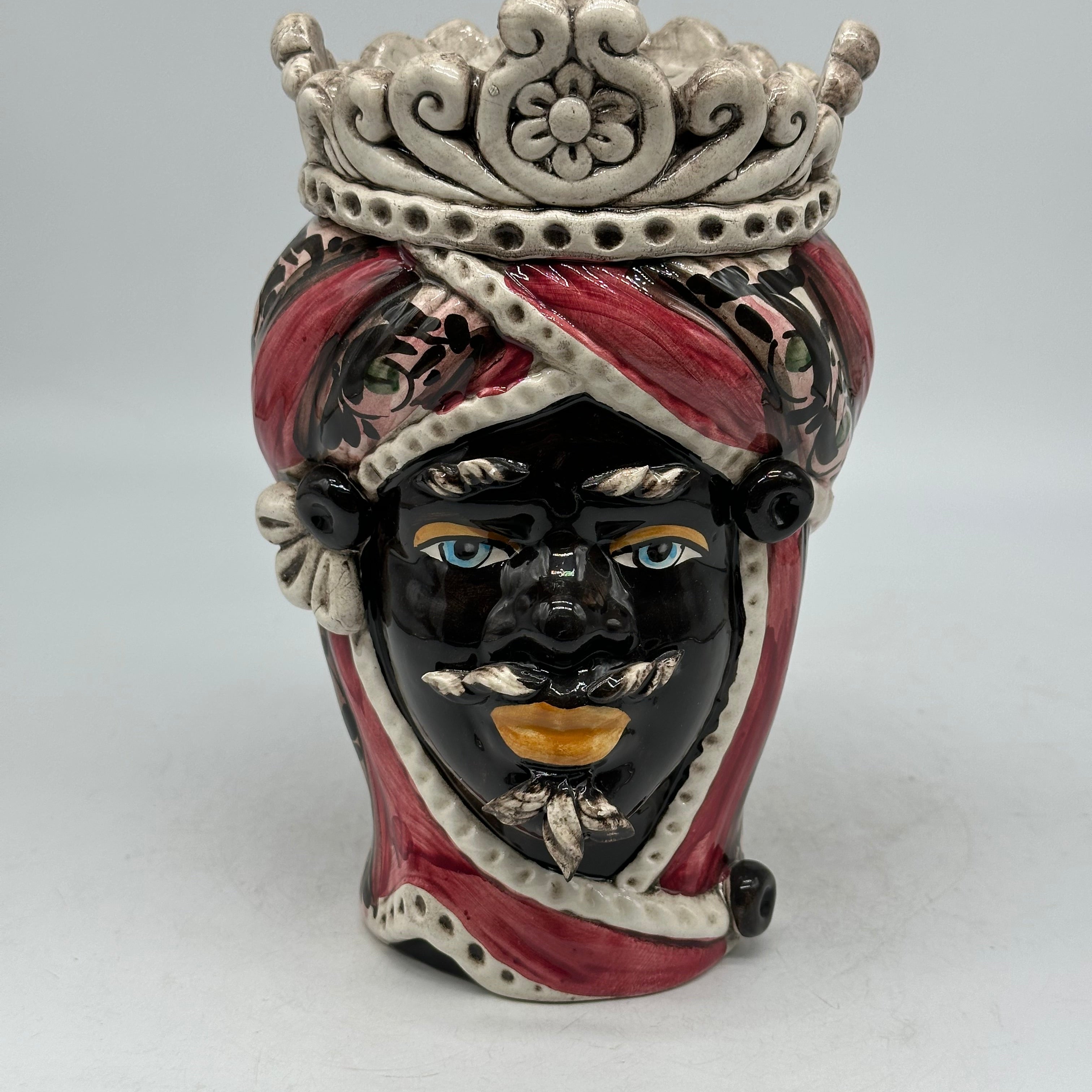 Teste di Moro Moresca Ceramica Caltagirone cm H.22 L.13 Artigianale Decorazione 2020 Rosa - Moro - TESTE DI MORO