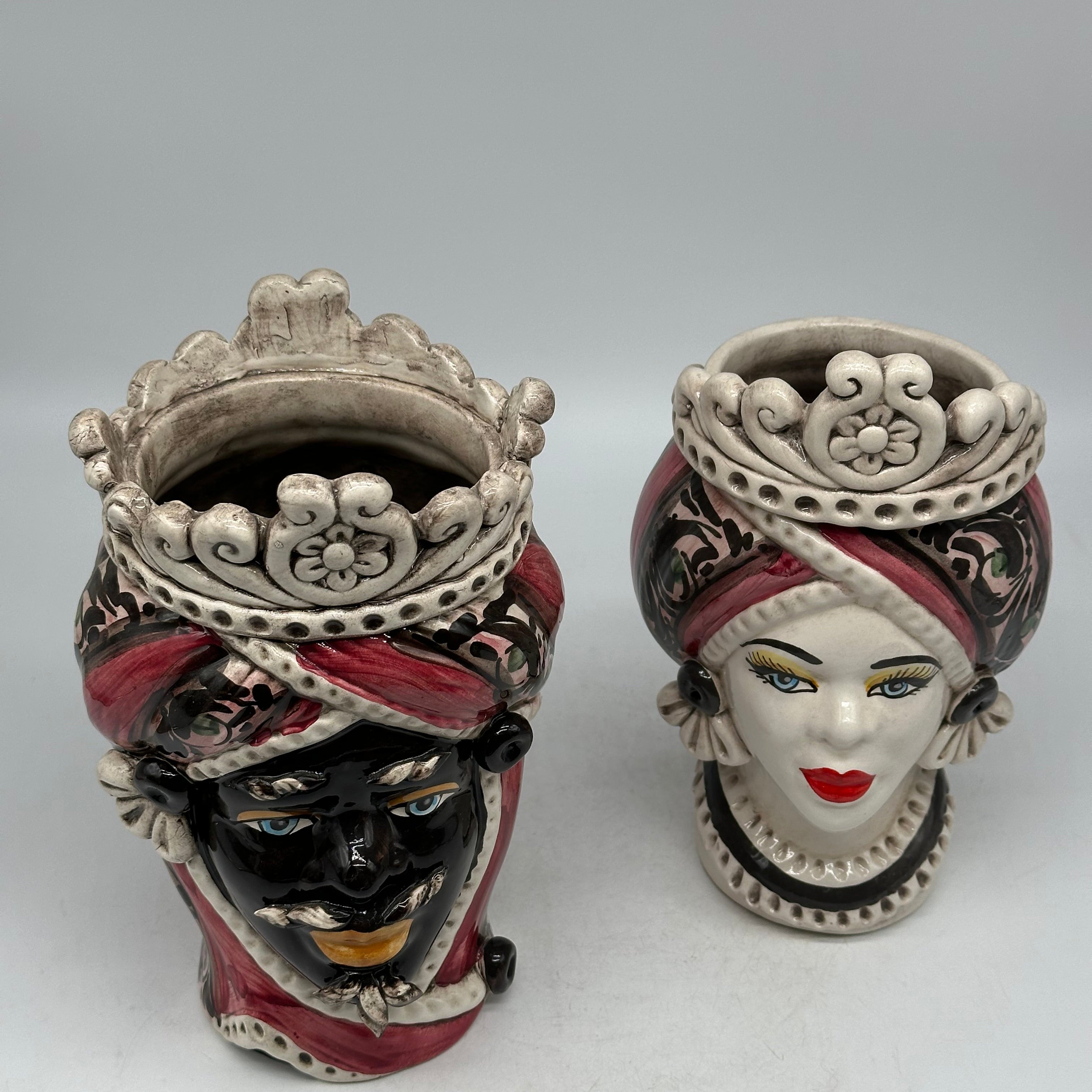 Teste di Moro Moresca Ceramica Caltagirone cm H.22 L.13 Artigianale Decorazione 2020 Rosa - TESTE DI MORO