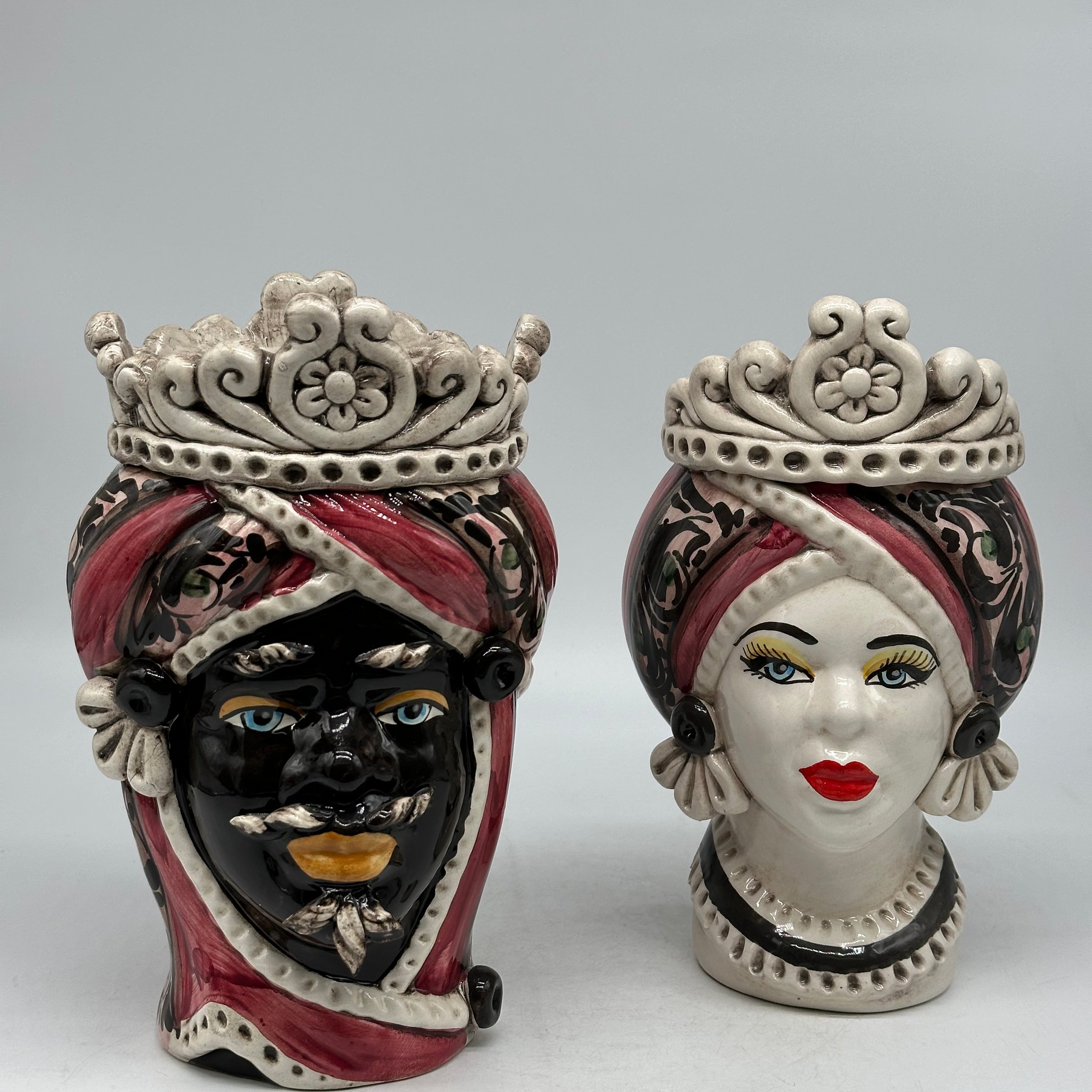 Teste di Moro Moresca Ceramica Caltagirone cm H.22 L.13 Artigianale Decorazione 2020 Rosa - TESTE DI MORO