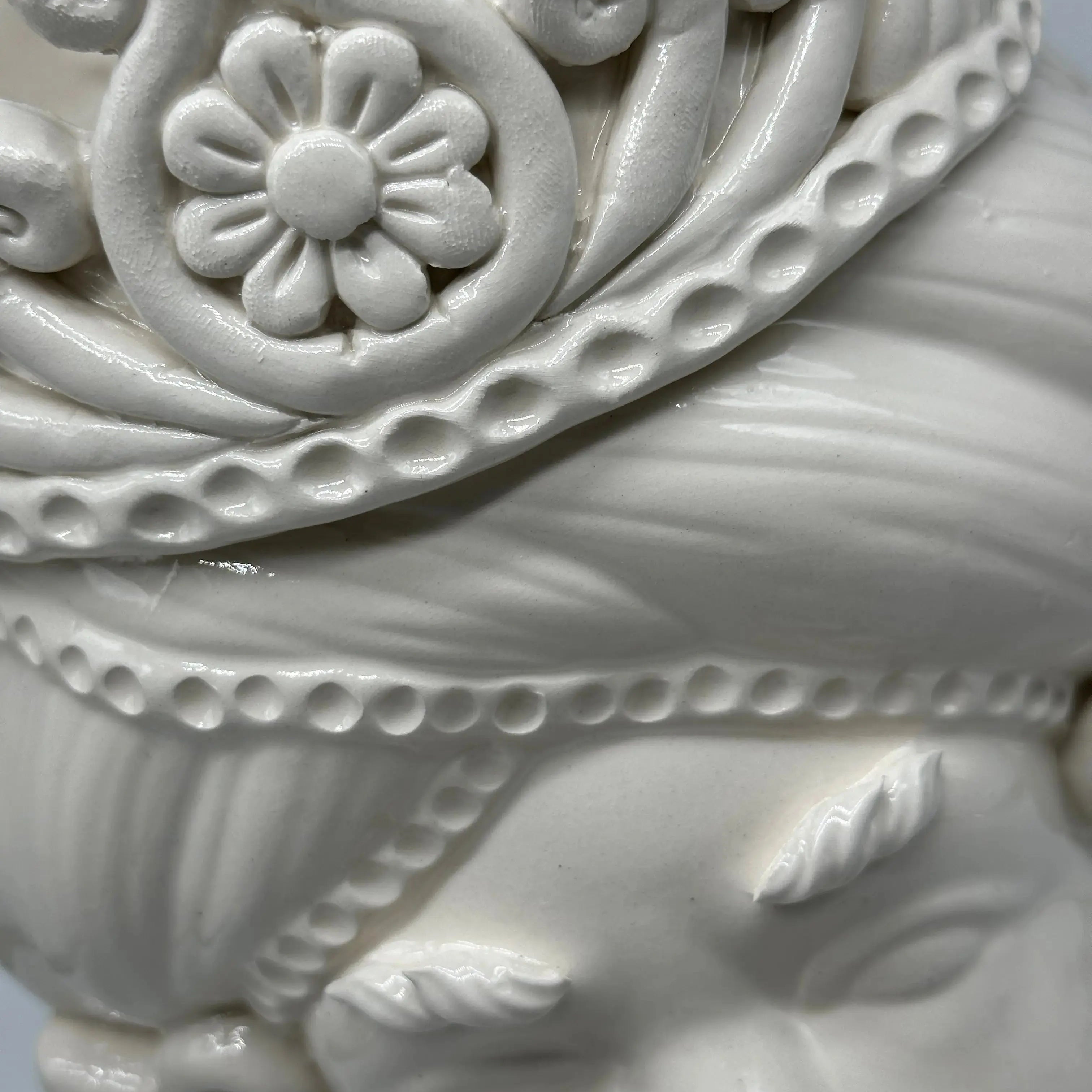 Teste di Moro Moresca Ceramica Caltagirone cm H.28 L.19 Artigianale Monocolore Bianco - TESTA DI MORO