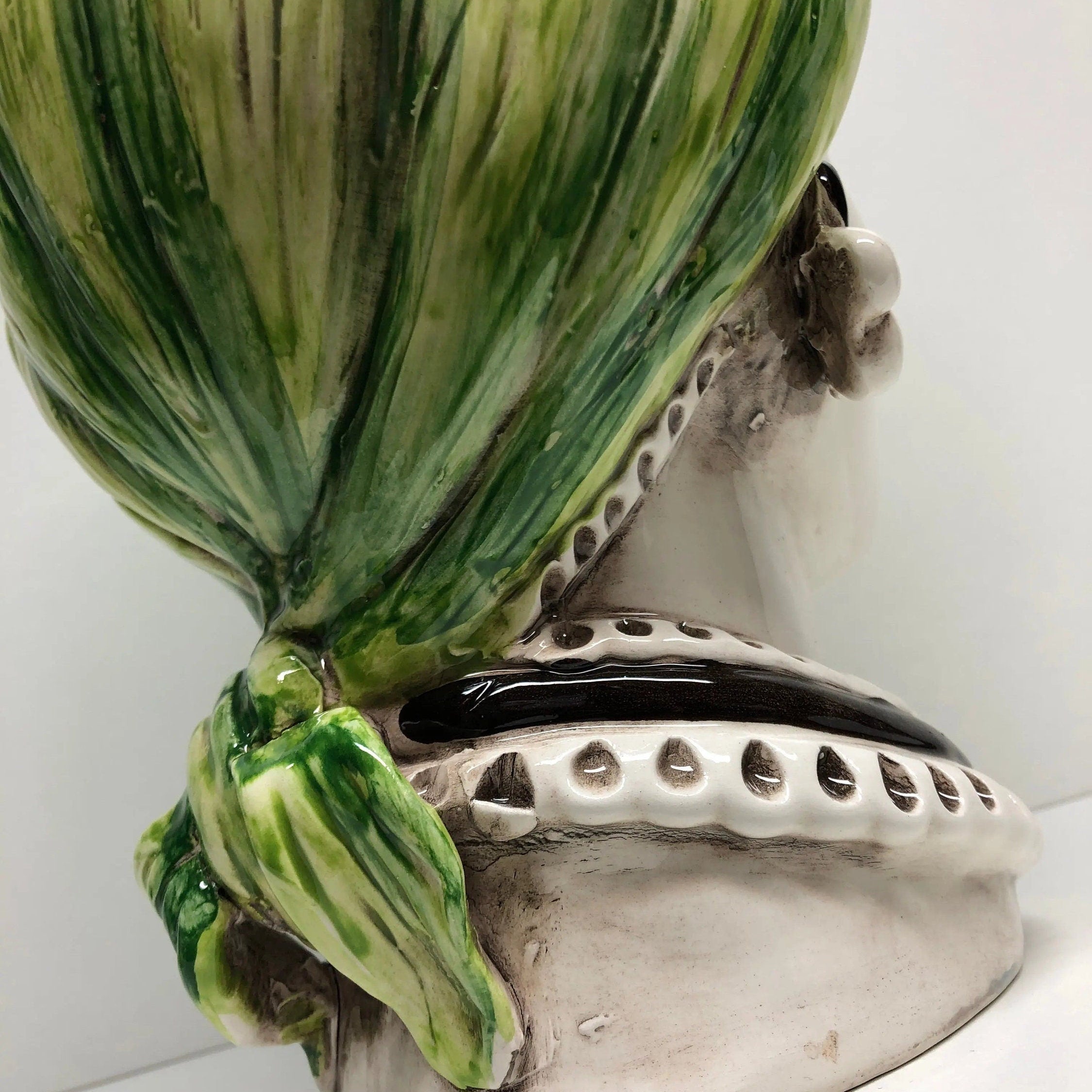 Teste di Moro Moresca Ceramica Caltagirone cm H.28 L.19 Artigianale Turbante Verde DD CERAMICHE SICILIANE