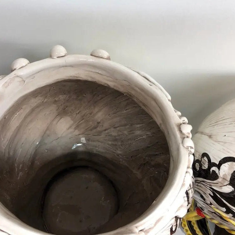 Teste di Moro Moresca Ceramica Caltagirone cm H.49 L.33 Artigianale Decorazione Barocco dettagli Giallo DD CERAMICHE SICILIANE