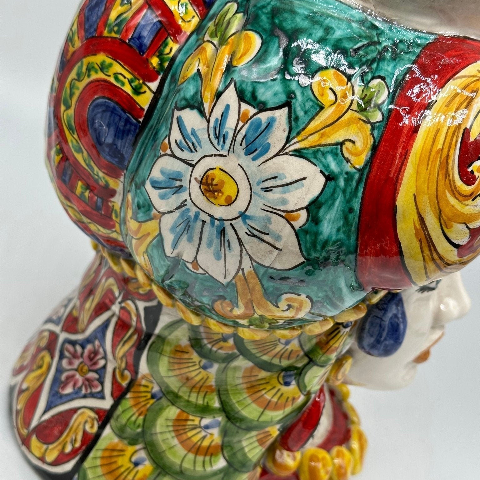 Teste di Moro Persia Ceramica Caltagirone cm H.30 L.22 Artigianale Decorazione “Carretto” - DD CERAMICHE SICILIANE