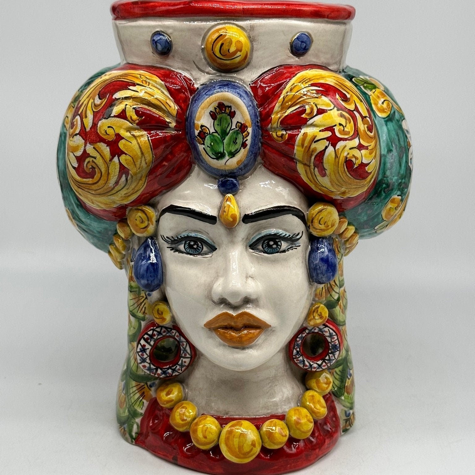 Teste di Moro Persia Ceramica Caltagirone cm H.30 L.22 Artigianale Decorazione “Carretto” - DD CERAMICHE SICILIANE