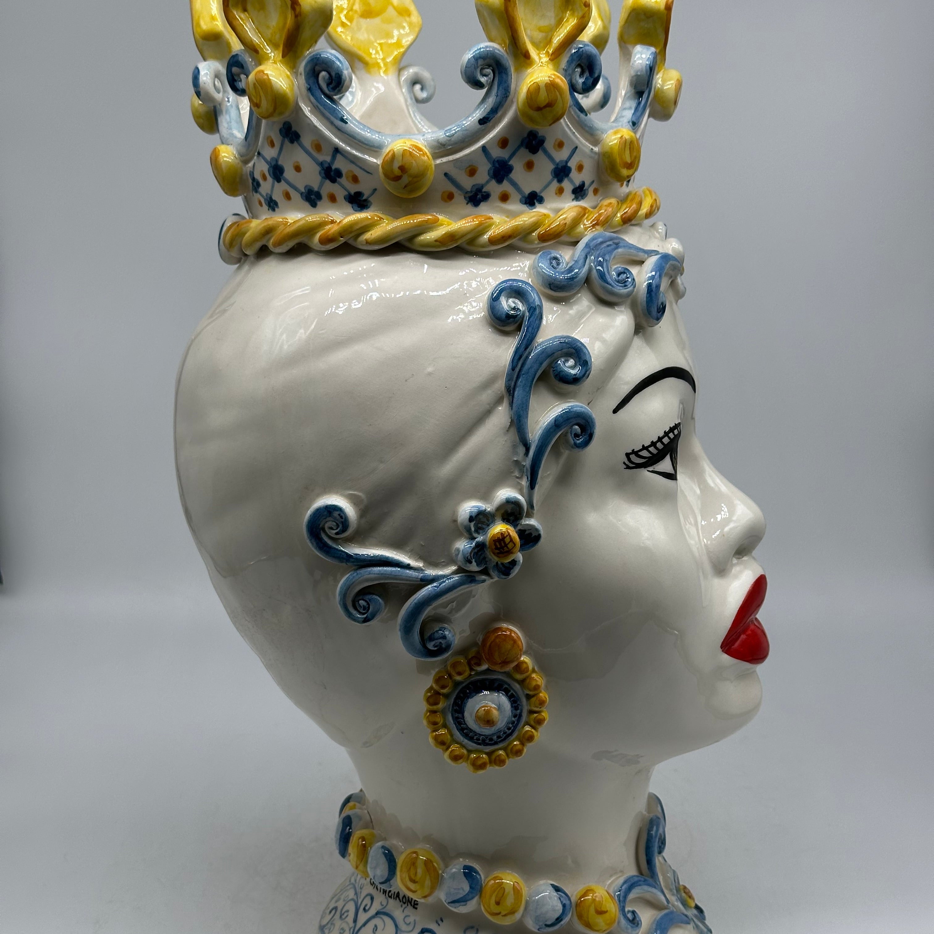 Teste di Moro Poseidon Ceramica Caltagirone cm H.40 L.23 Artigianale - TESTE DI MORO