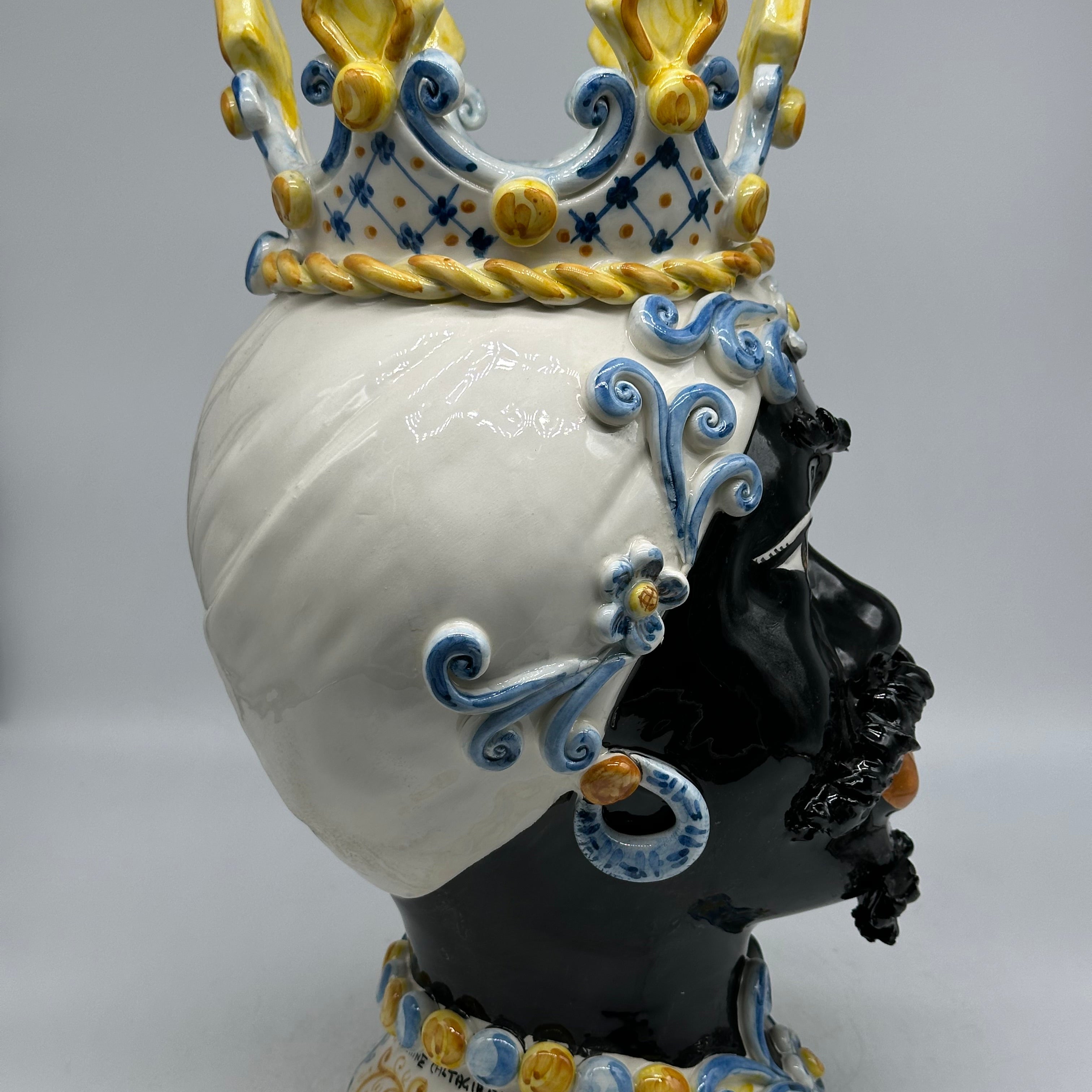 Teste di Moro Poseidon Ceramica Caltagirone cm H.40 L.23 Artigianale - TESTE DI MORO