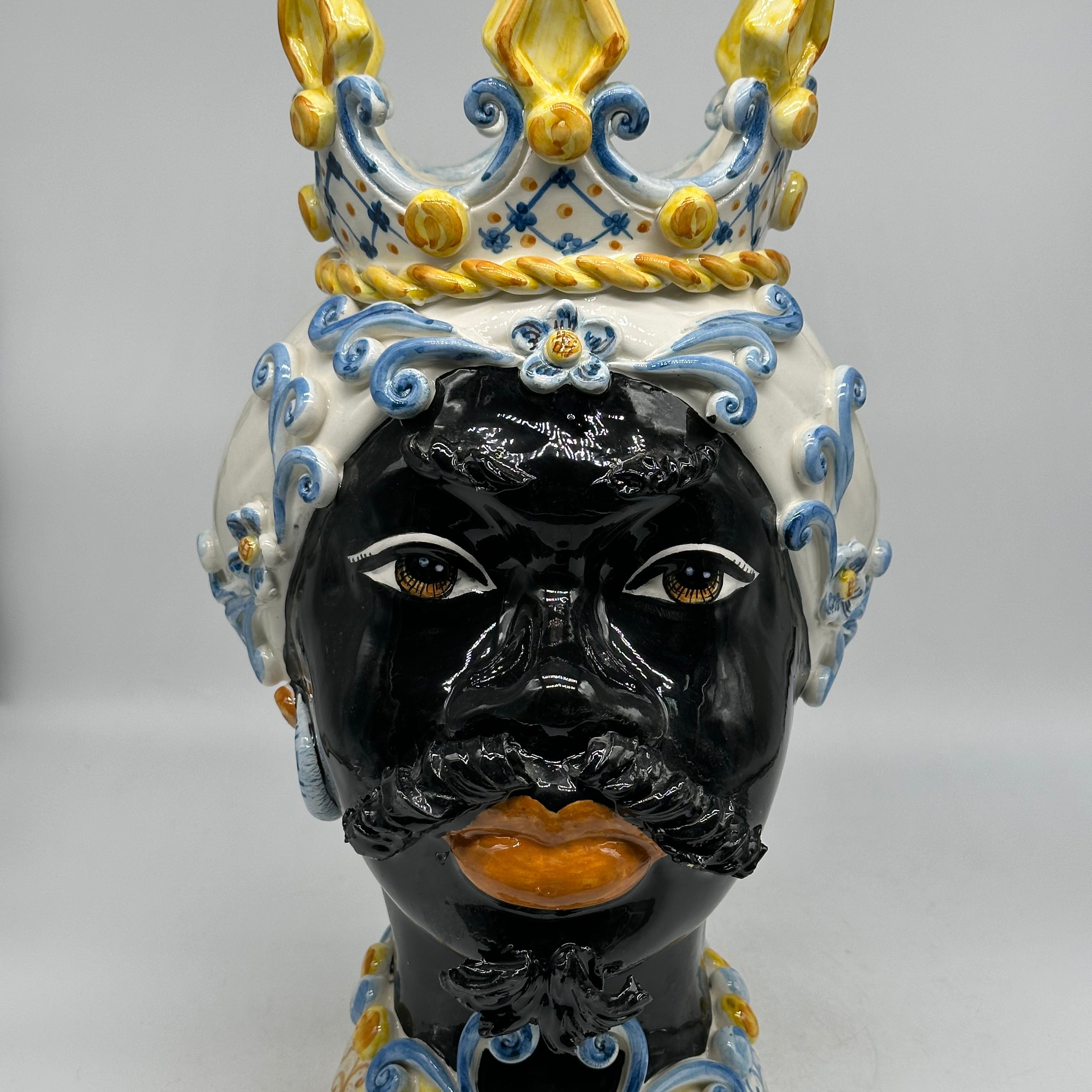 Teste di Moro Poseidon Ceramica Caltagirone cm H.40 L.23 Artigianale - Uomo - TESTE DI MORO