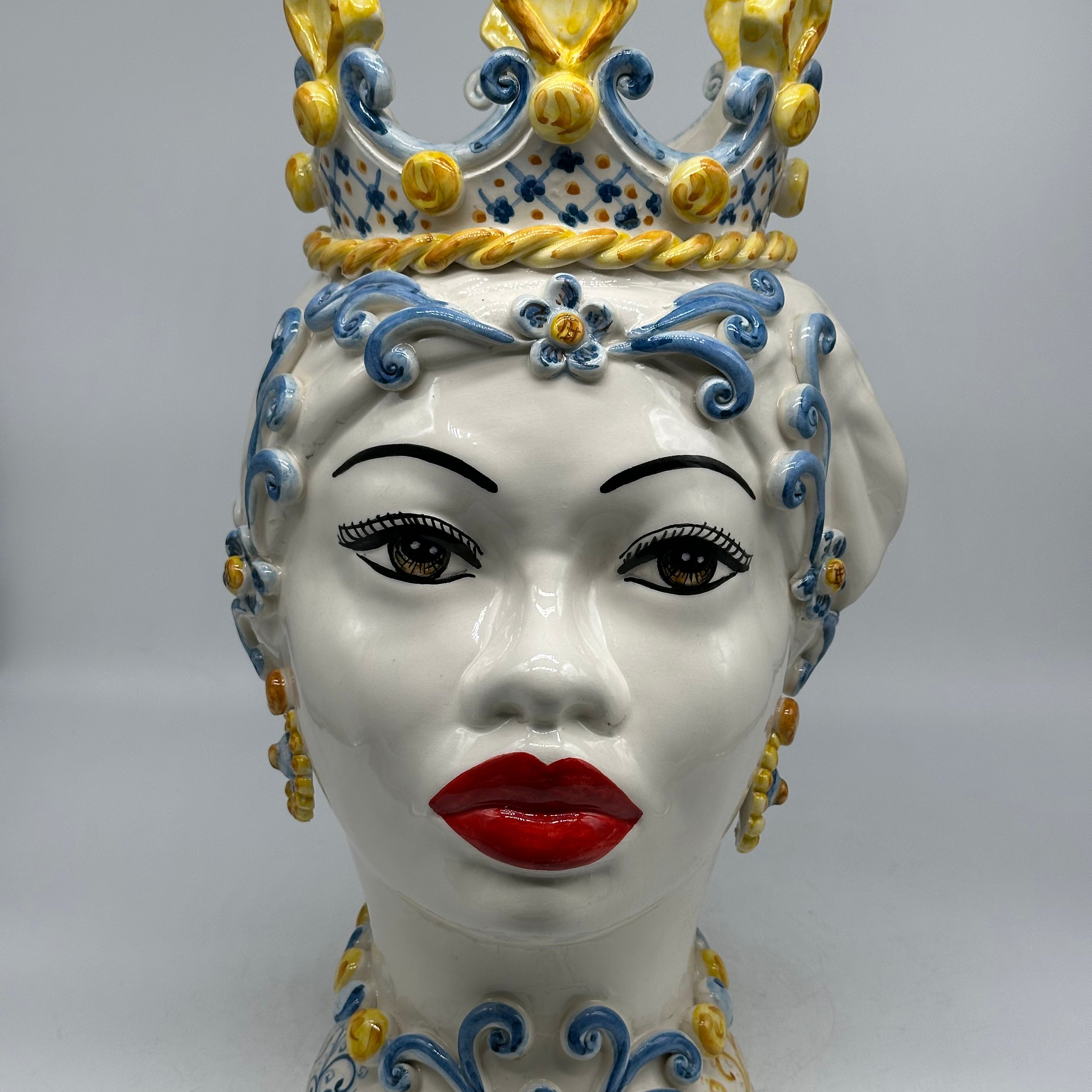 Teste di Moro Poseidon Ceramica Caltagirone cm H.40 L.23 Artigianale - Donna - TESTE DI MORO