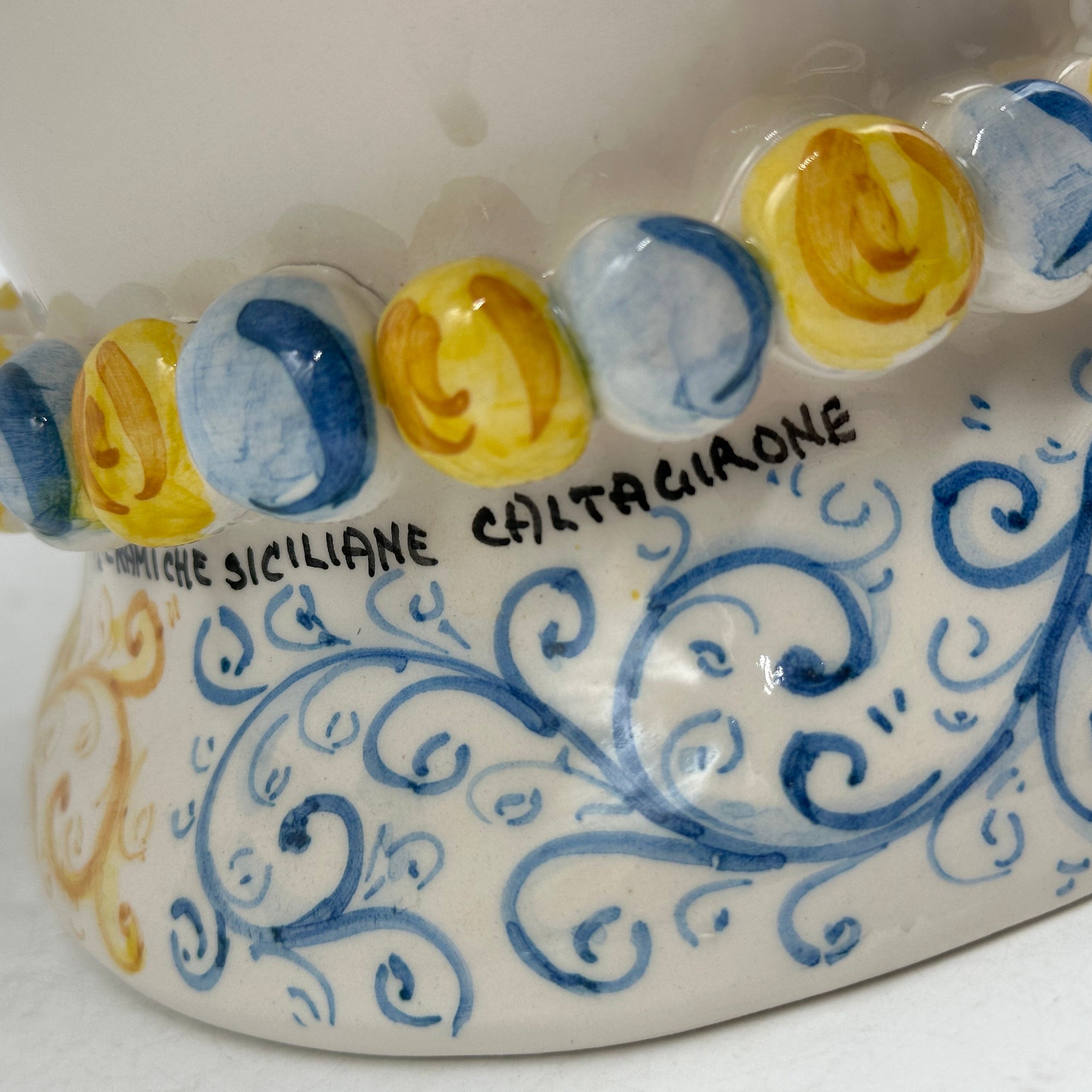 Teste di Moro Poseidon Ceramica Caltagirone cm H.40 L.23 Artigianale - TESTE DI MORO