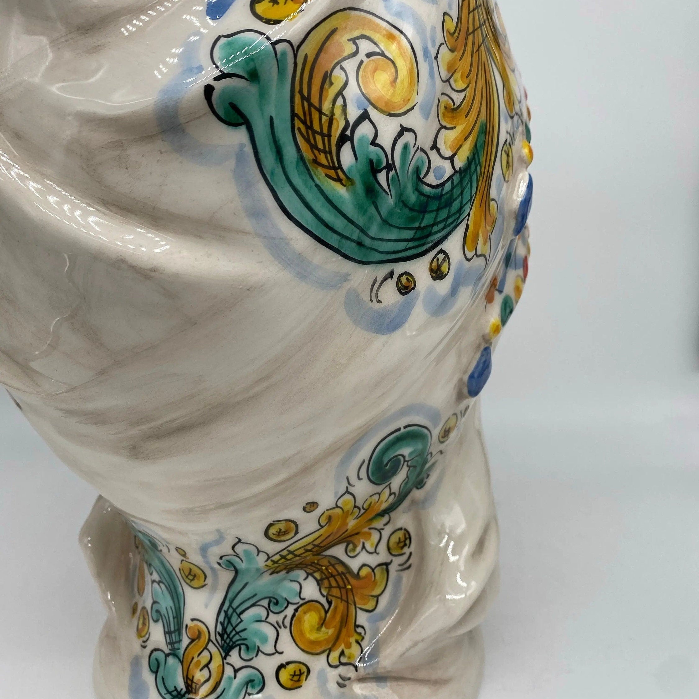 Teste di Moro Saturno Ceramica Caltagirone cm H.37 L.22 Artigianale Decoro Siciliano DD CERAMICHE SICILIANE