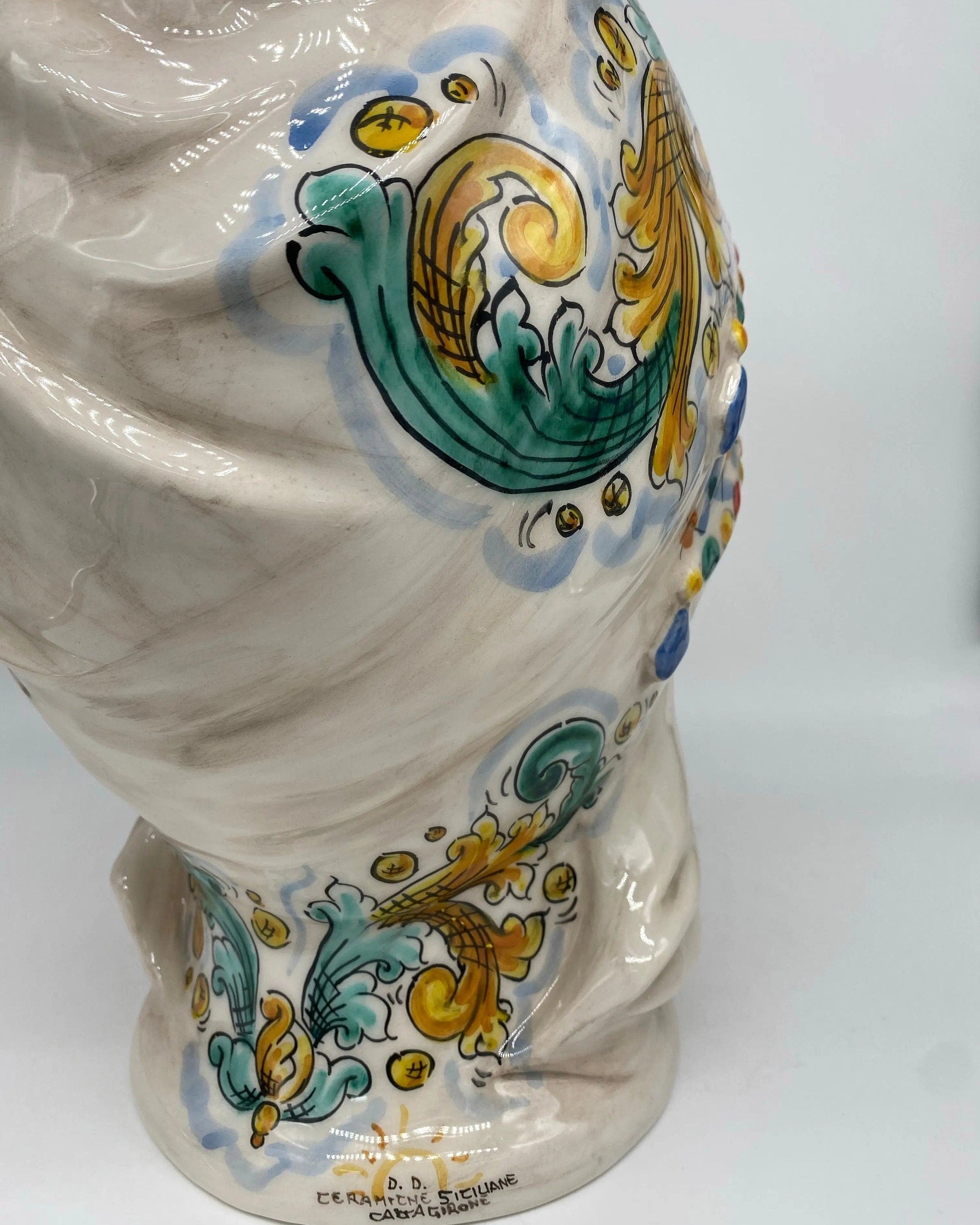 Teste di Moro Saturno Ceramica Caltagirone cm H.37 L.22 Artigianale Decoro Siciliano DD CERAMICHE SICILIANE