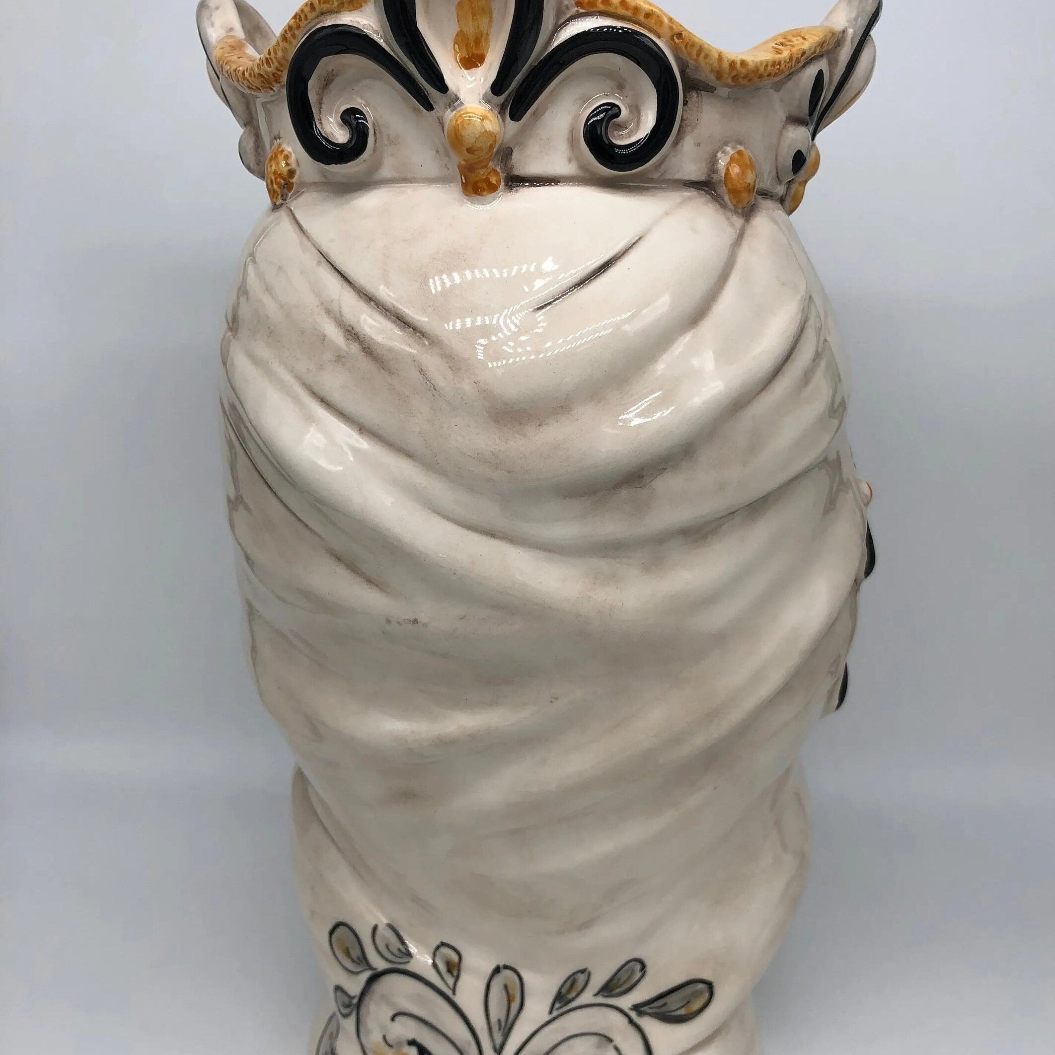 Teste di Moro Saturno Ceramica Caltagirone cm H.37 L.22 Artigianale Barocco Ocra Nero DD CERAMICHE SICILIANE