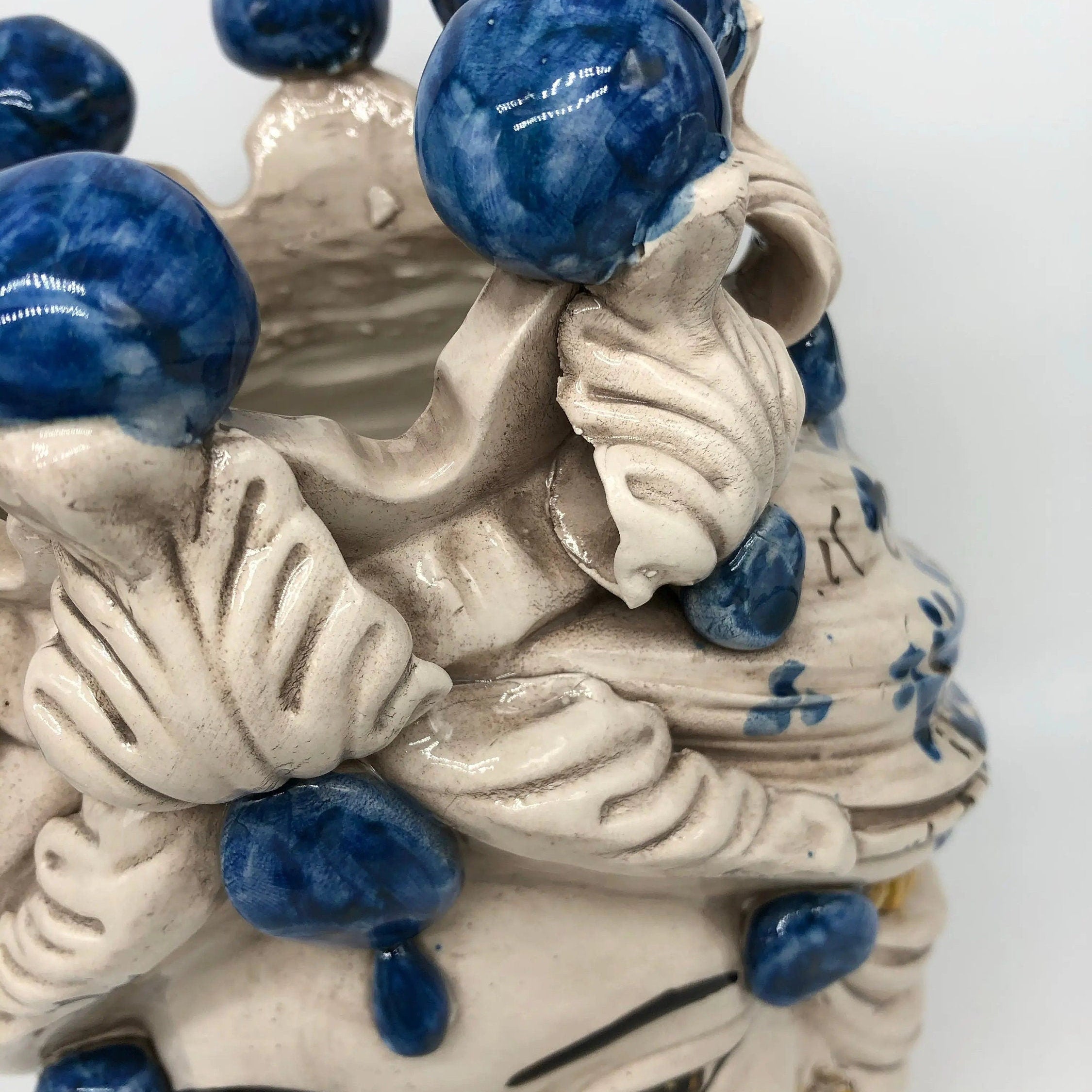 Teste di Moro Seicento Ceramica Caltagirone cm H.30 L.20 Artigianale Blu DD CERAMICHE SICILIANE