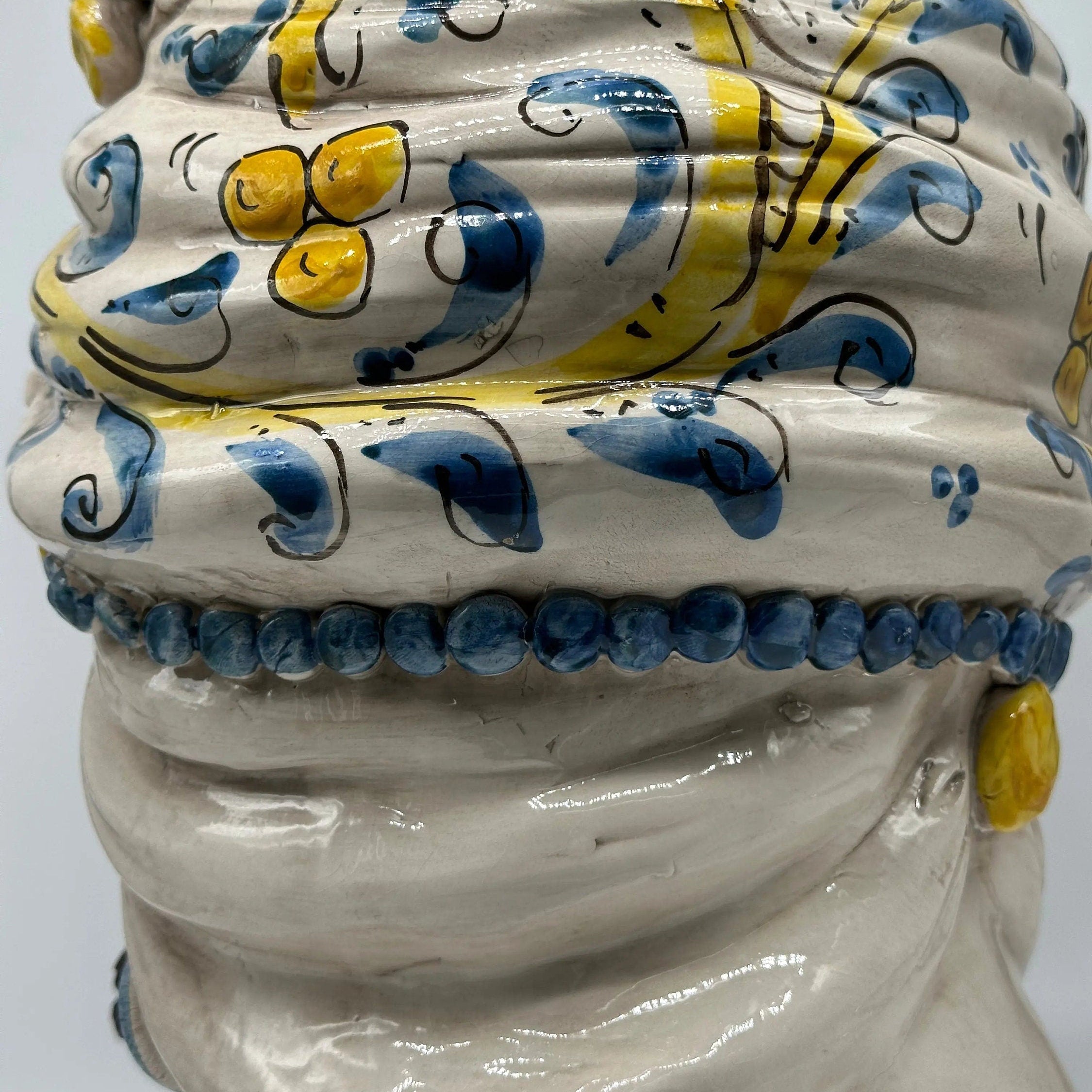 Teste di Moro Seicento Ceramica Caltagirone cm H.40 L.25 Artigianale Blu DD CERAMICHE SICILIANE