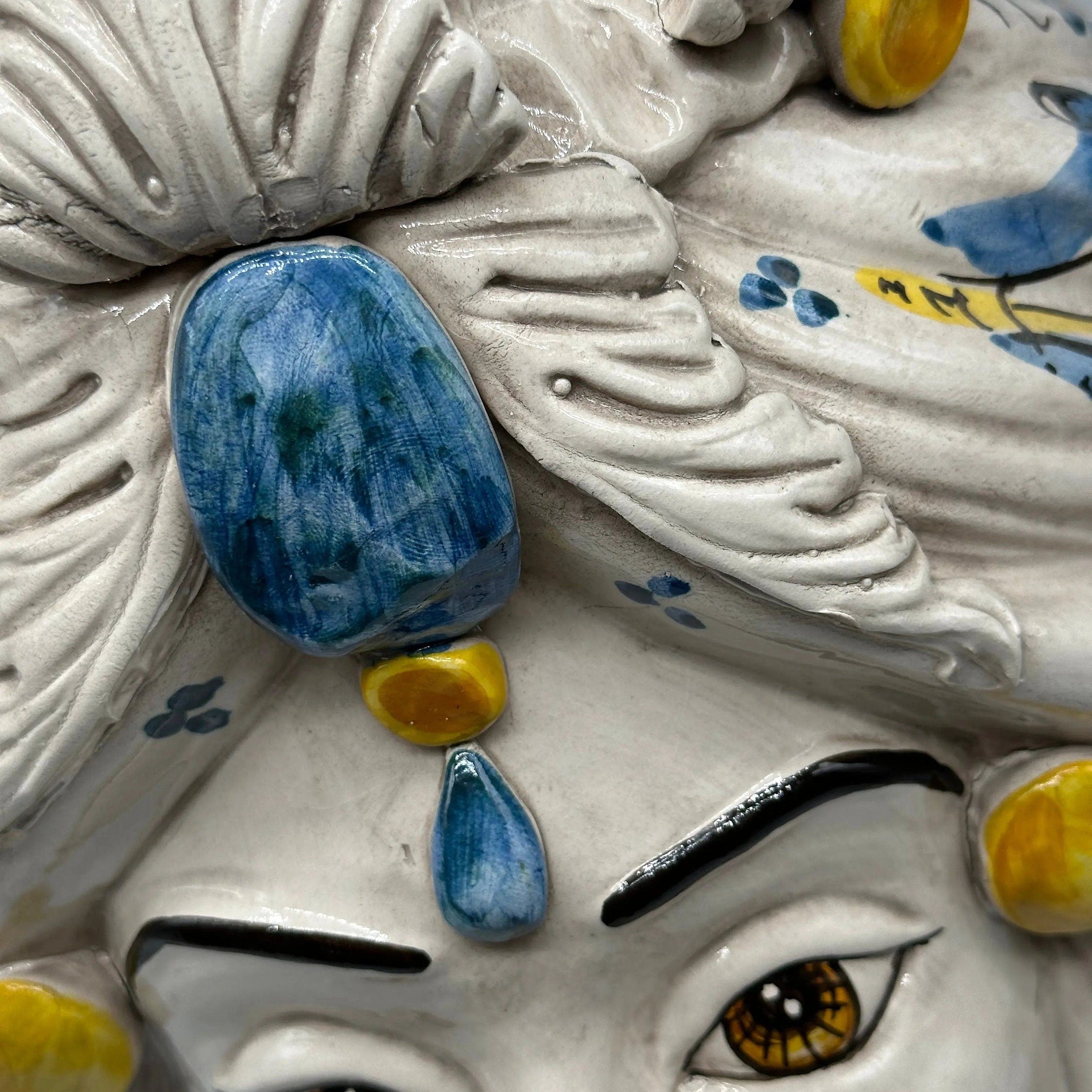 Teste di Moro Seicento Ceramica Caltagirone cm H.40 L.25 Artigianale Blu DD CERAMICHE SICILIANE