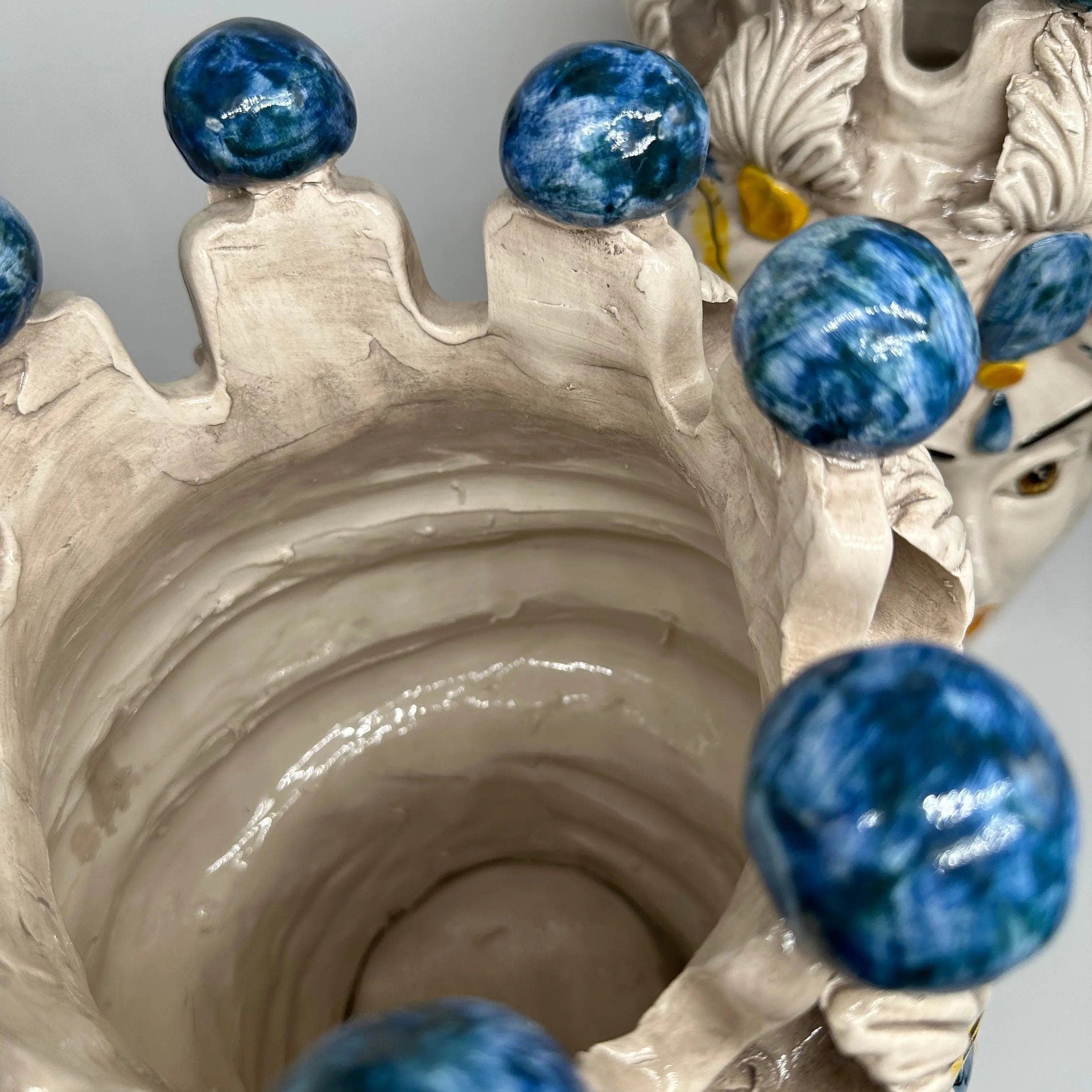 Teste di Moro Seicento Ceramica Caltagirone cm H.40 L.25 Artigianale Blu DD CERAMICHE SICILIANE