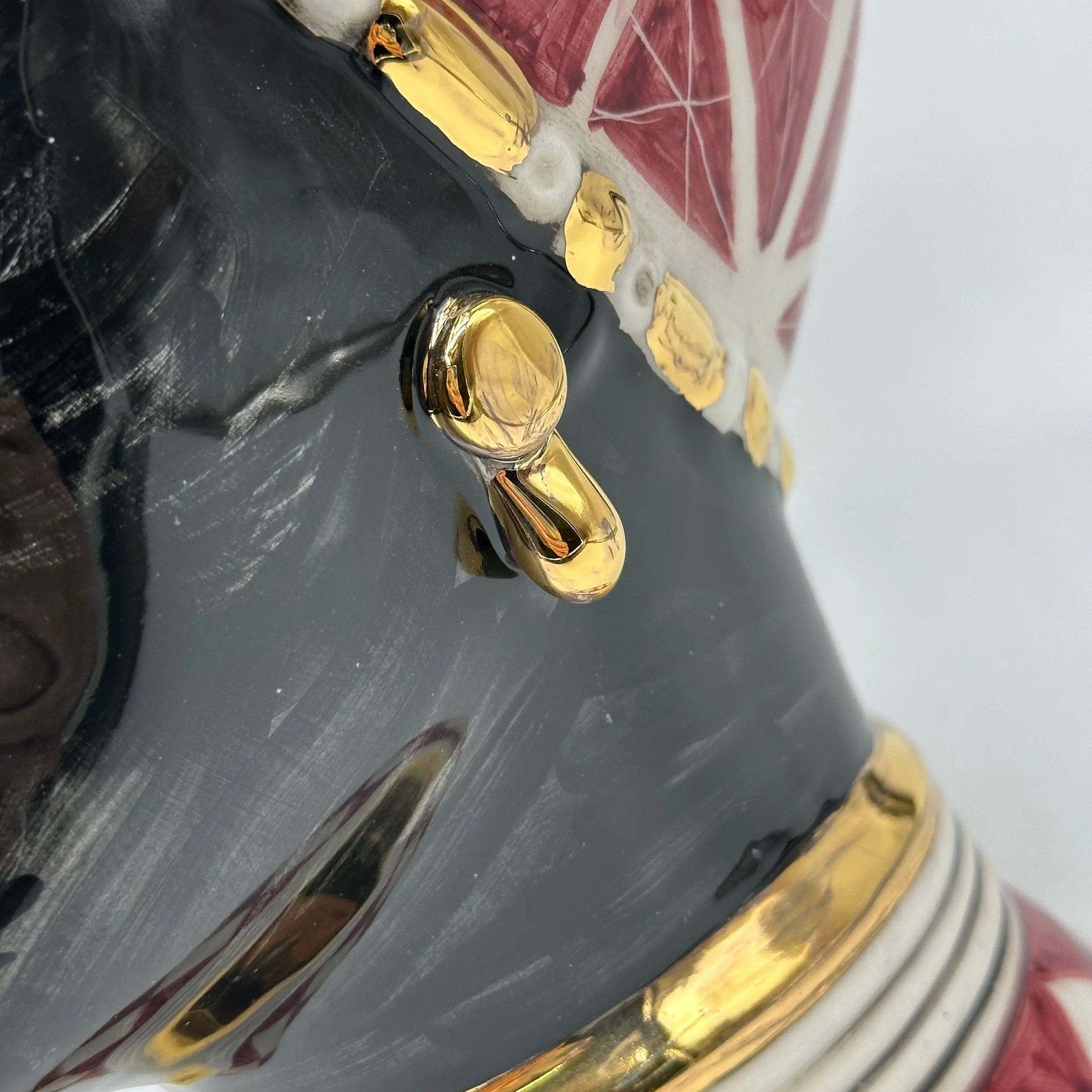 Teste di Moro Token Ceramica Caltagirone cm H.31 L.18 Artigianale Bianco Bordeaux Oro DD CERAMICHE SICILIANE