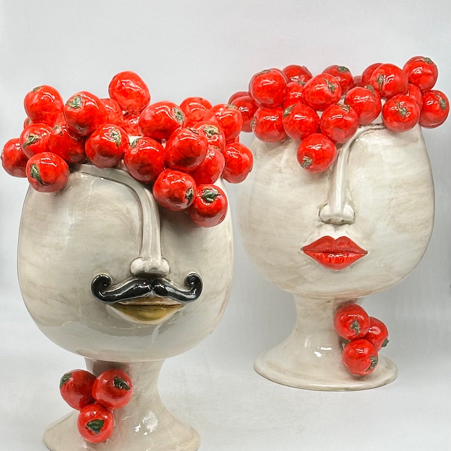 Teste di Moro Tomato Ceramica Caltagirone cm H.38 L.26 Artigianale - TESTE DI MORO