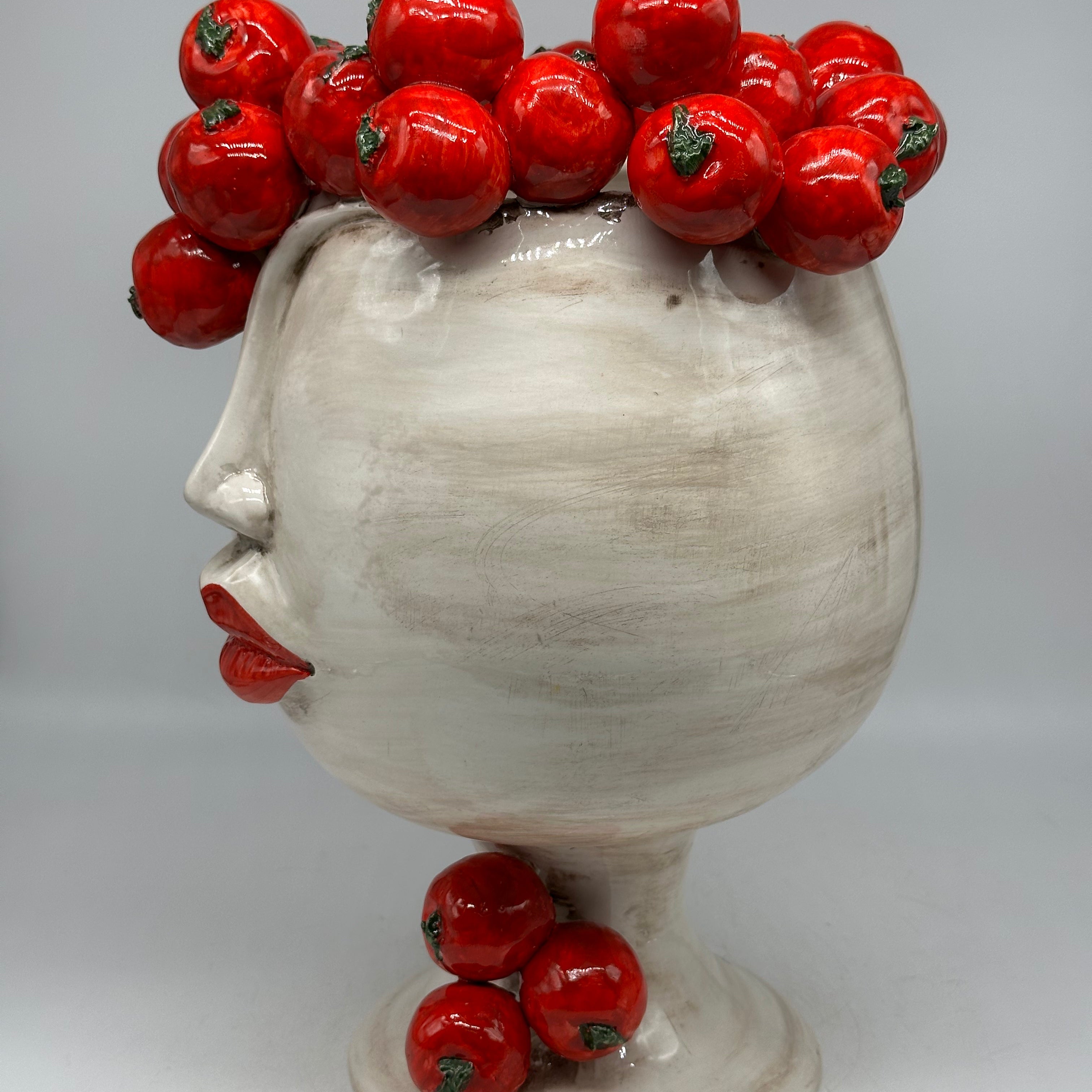 Teste di Moro Tomato Ceramica Caltagirone cm H.38 L.26 Artigianale - TESTE DI MORO