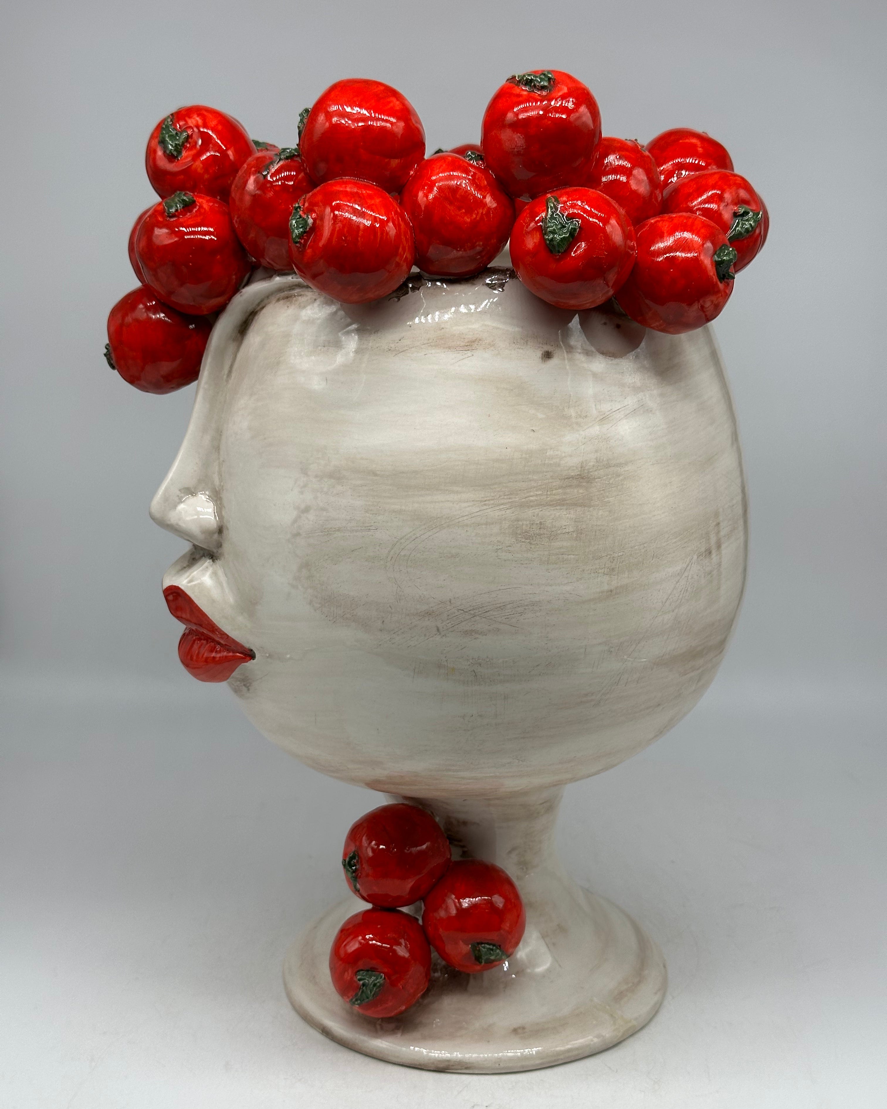 Teste di Moro Tomato Ceramica Caltagirone cm H.38 L.26 Artigianale - TESTE DI MORO