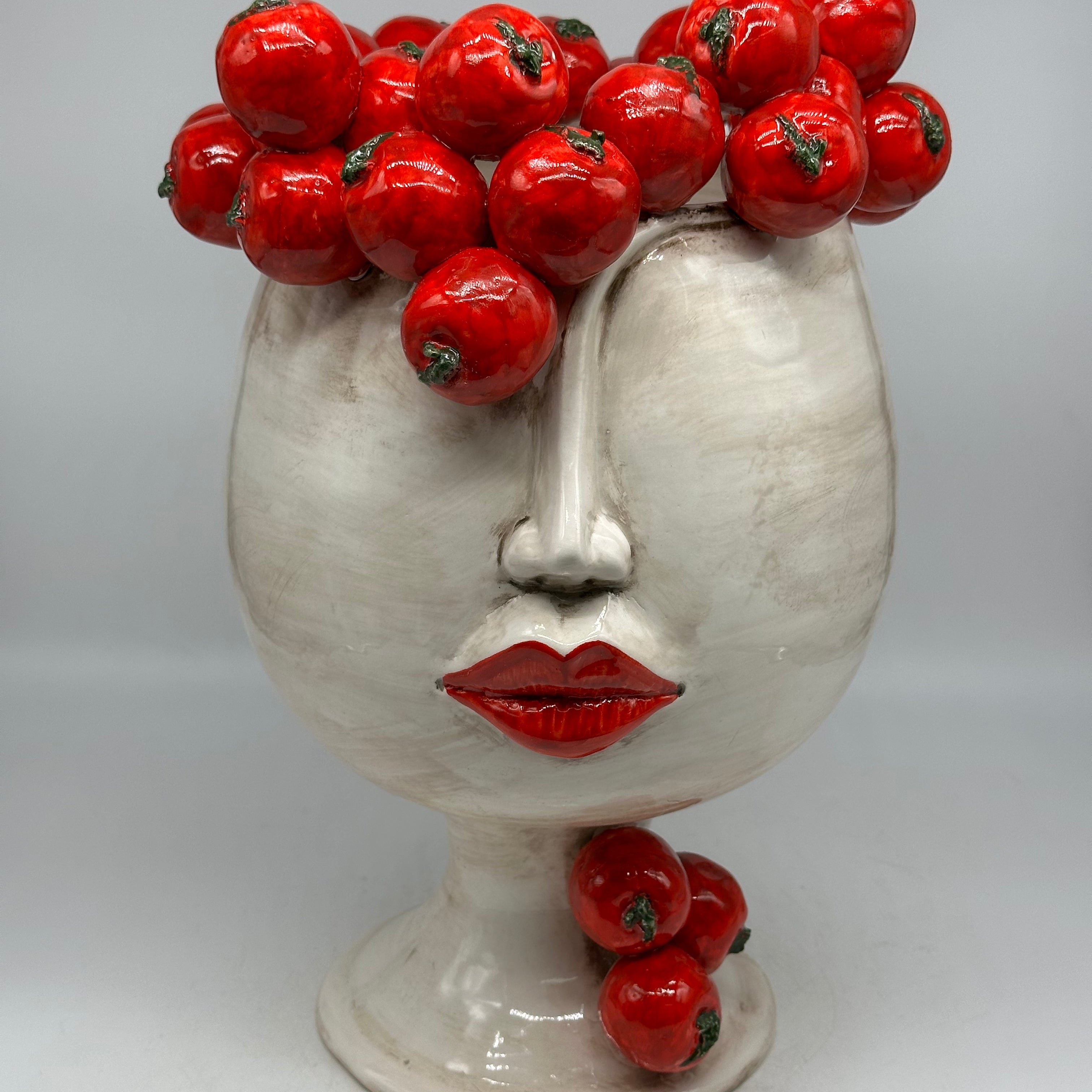 Teste di Moro Tomato Ceramica Caltagirone cm H.38 L.26 Artigianale - Donna - TESTE DI MORO