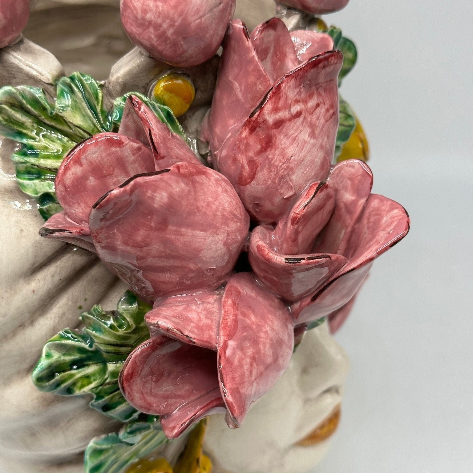 Teste di Moro Tulipani Risa Ceramica Caltagirone cm H.30 L.23 Artigianale - DD CERAMICHE SICILIANE