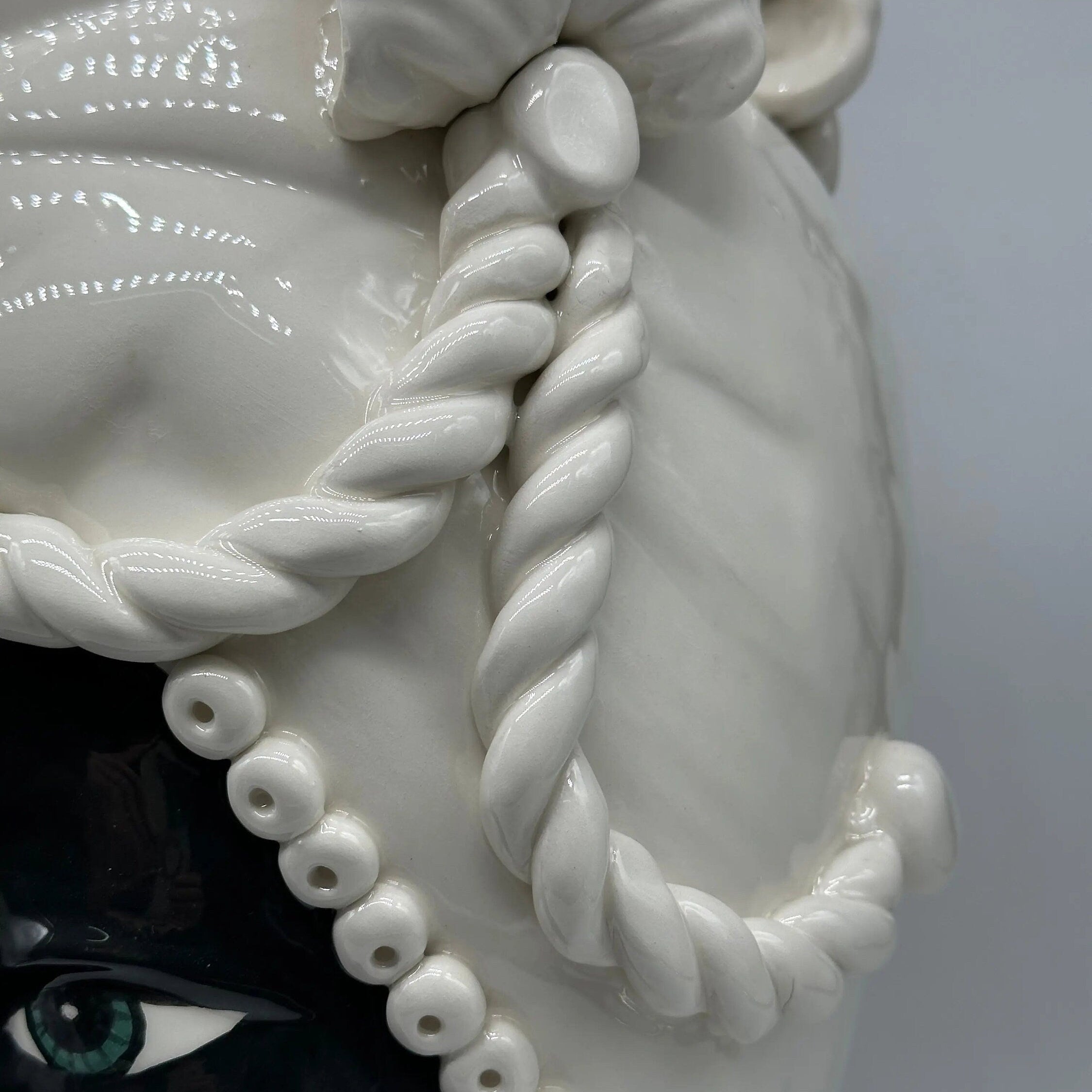 Teste di Moro Zefiro Ceramica Caltagirone cm H.43 L.26 Artigianale Bianco Nero DD CERAMICHE SICILIANE