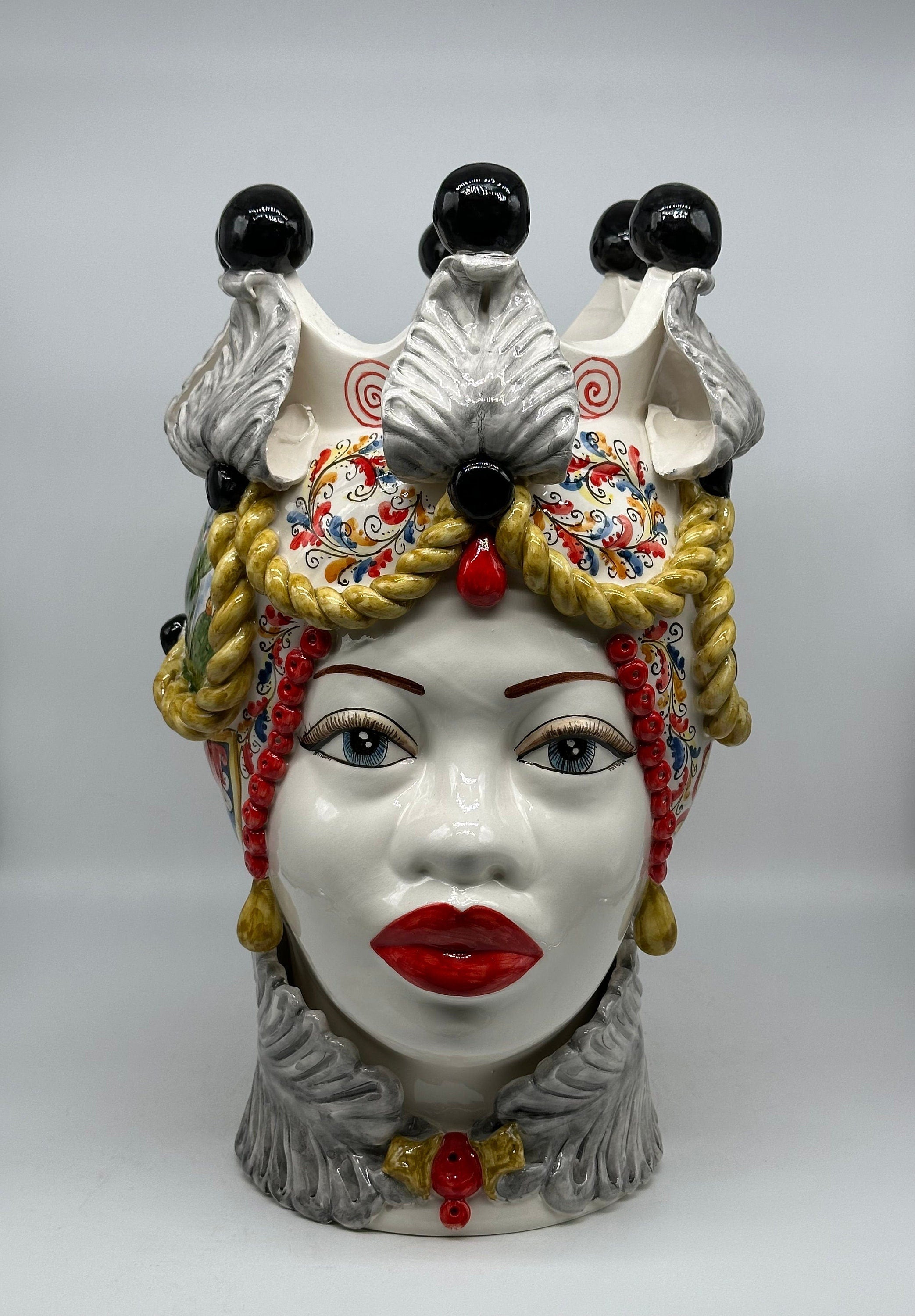 Teste Di Moro Zefiro Ceramica Caltagirone Cm H.43 L.26 Artigianale Serie Sicilia