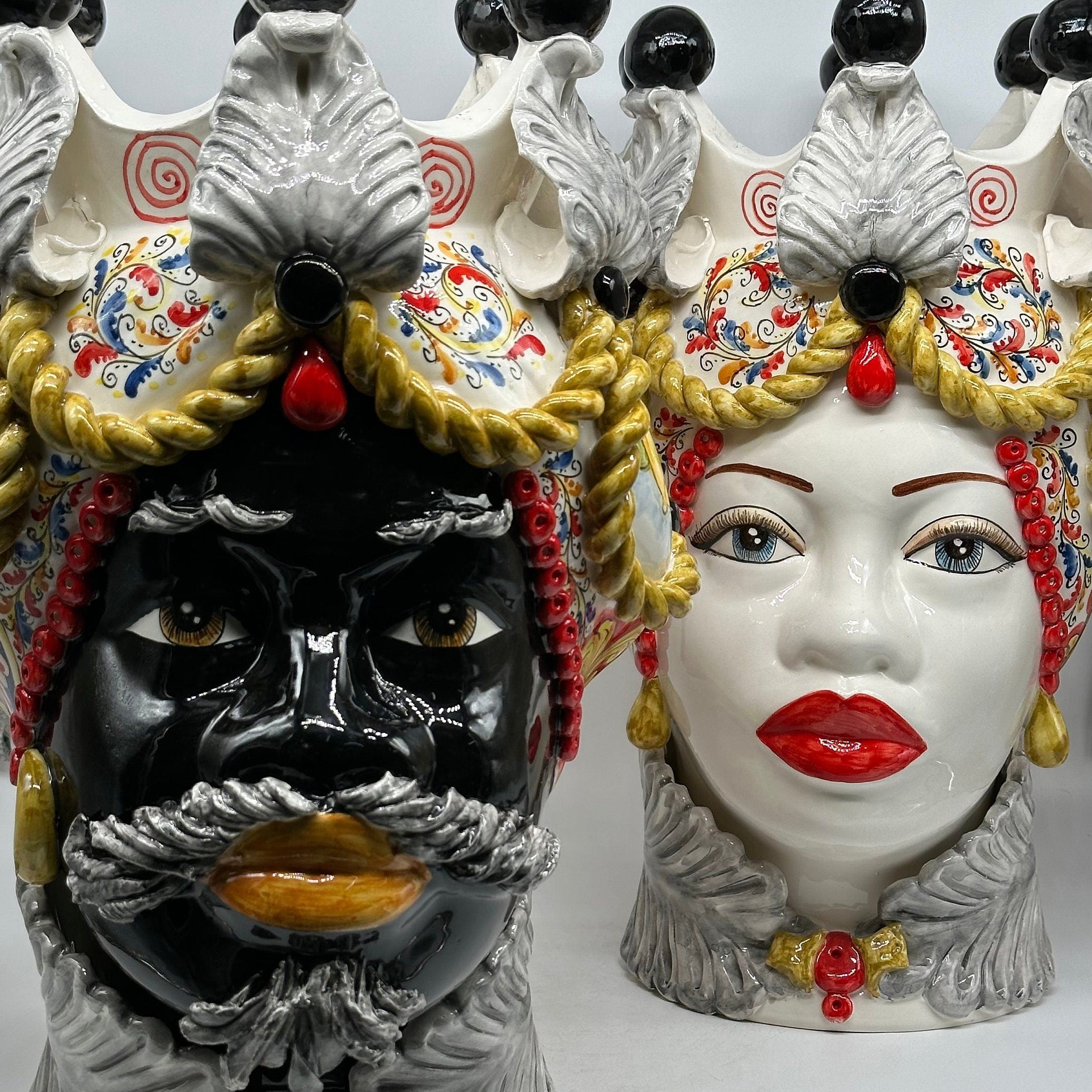 Teste Di Moro Zefiro Ceramica Caltagirone Cm H.43 L.26 Artigianale Serie Sicilia