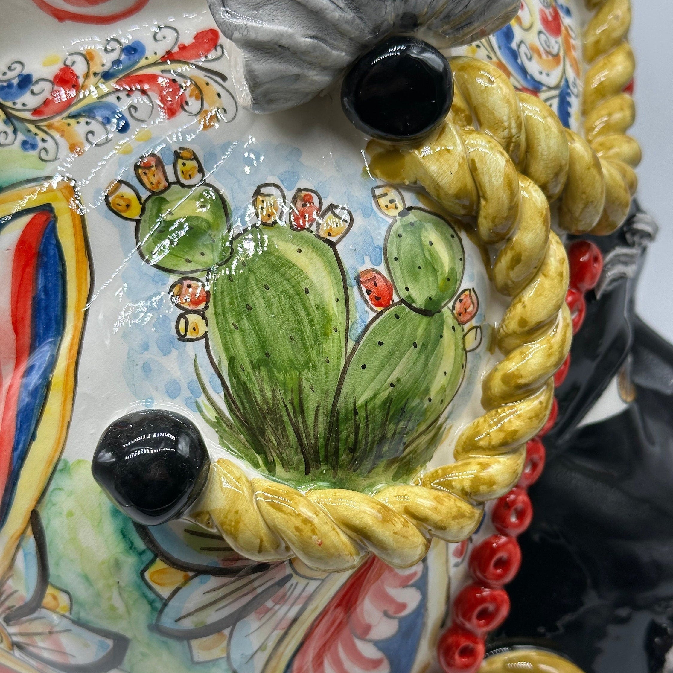 Teste Di Moro Zefiro Ceramica Caltagirone Cm H.43 L.26 Artigianale Serie Sicilia