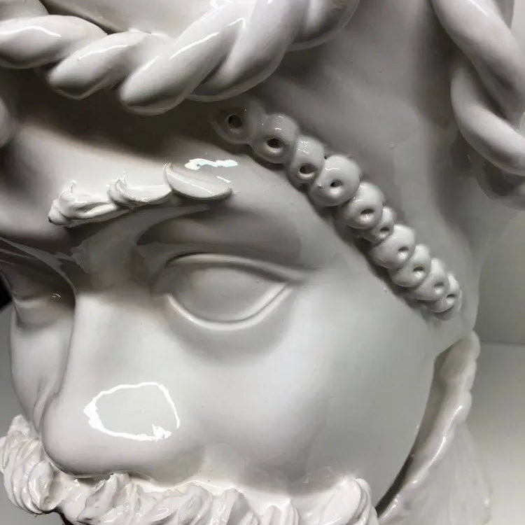 Teste di Moro Zefiro Ceramica Caltagirone cm H.43 L.26 Artigianale Bianco Labbra Rosse DD CERAMICHE SICILIANE