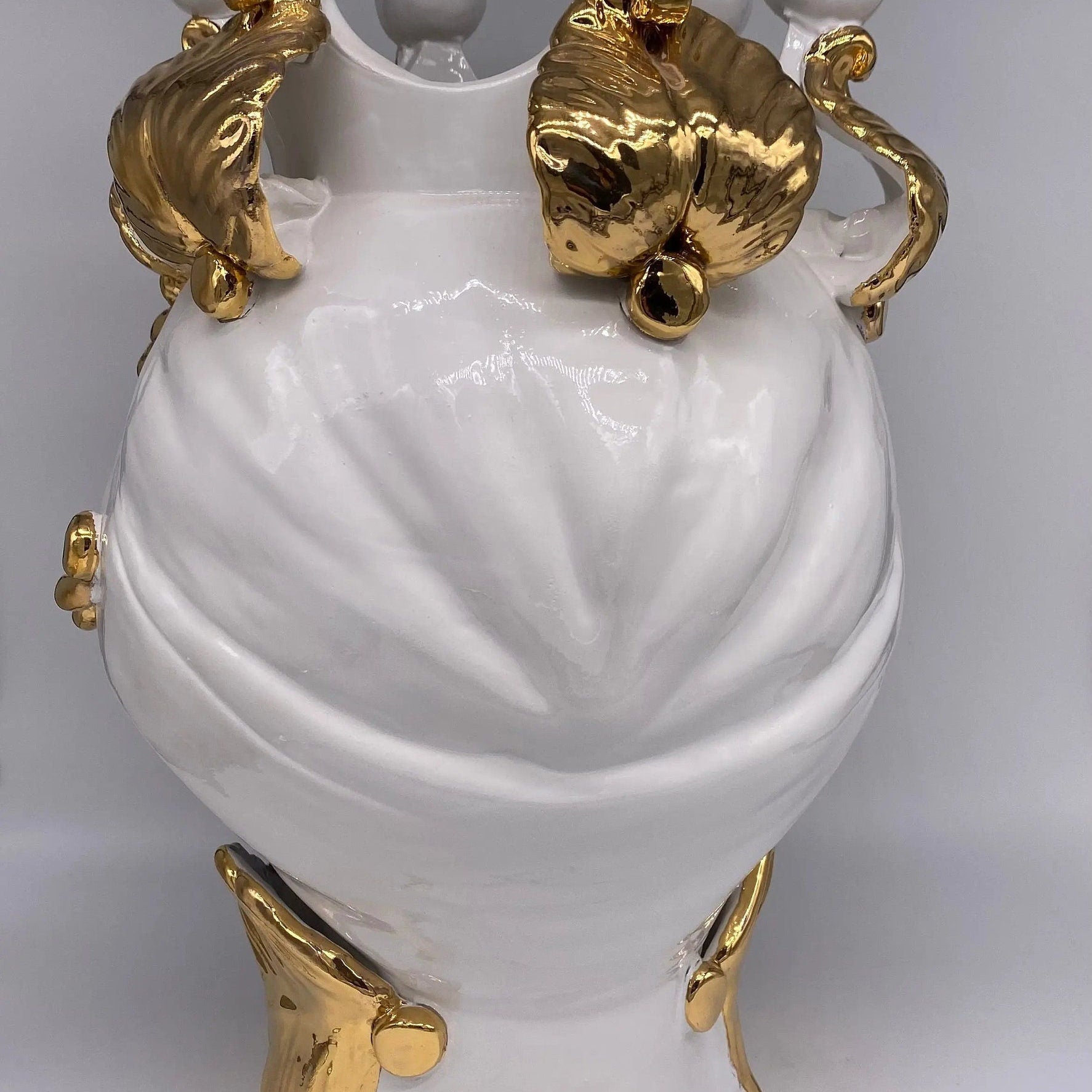 Teste di Moro Zefiro Ceramica Caltagirone cm H.43 L.26 Artigianale Bianco Oro Viso Scuro DD CERAMICHE SICILIANE