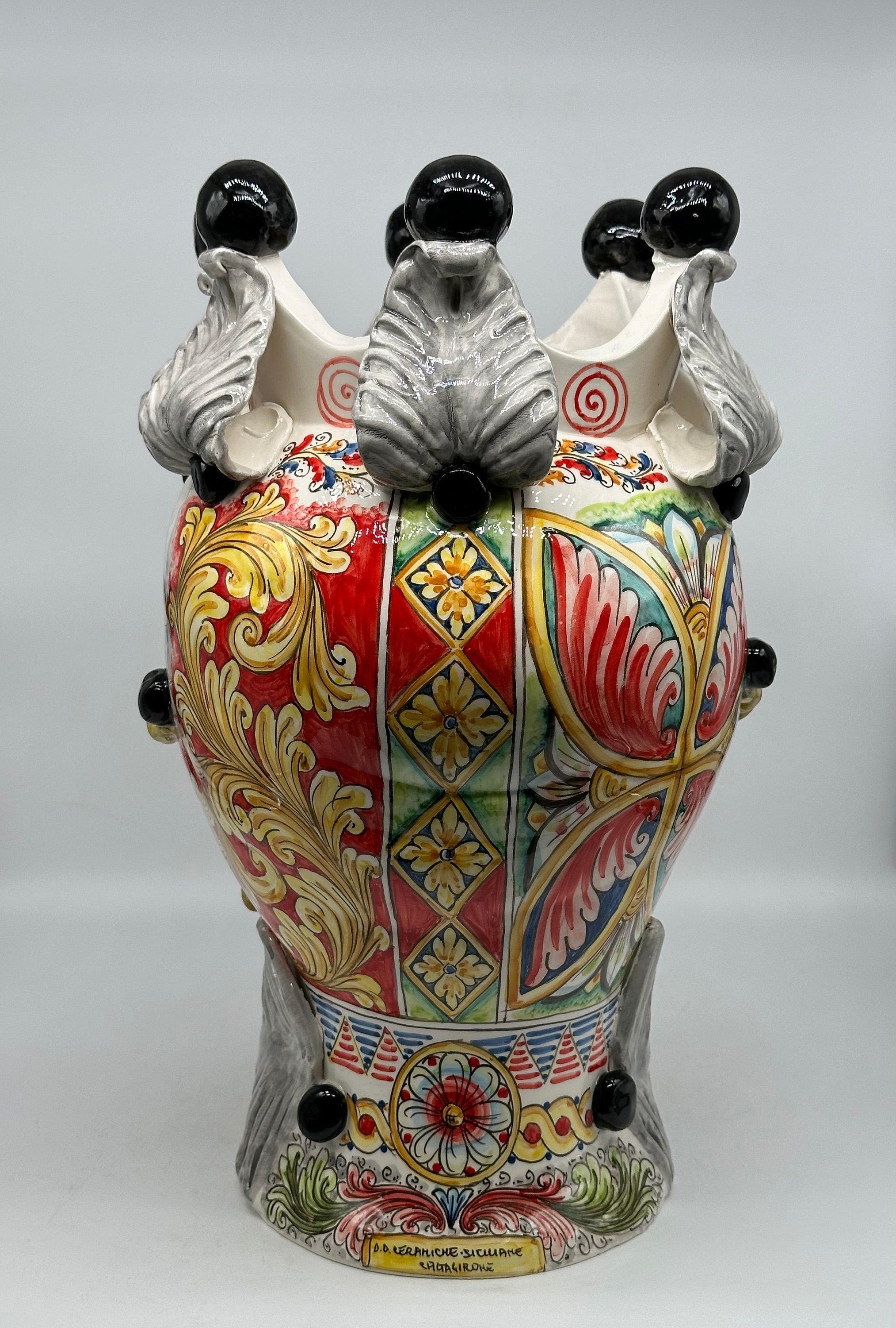 Teste Di Moro Zefiro Ceramica Caltagirone Cm H.43 L.26 Artigianale Serie Sicilia