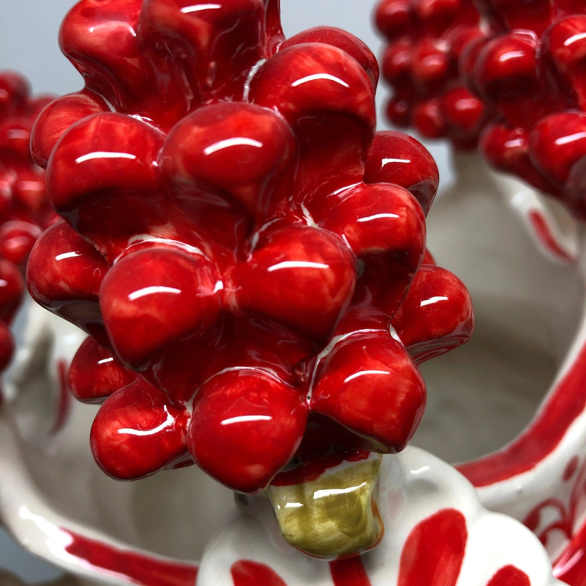 Teste di Moro Zefiro Corona Pigne Ceramica Caltagirone cm H.48 L.28 Artigianale Rosso DD CERAMICHE SICILIANE