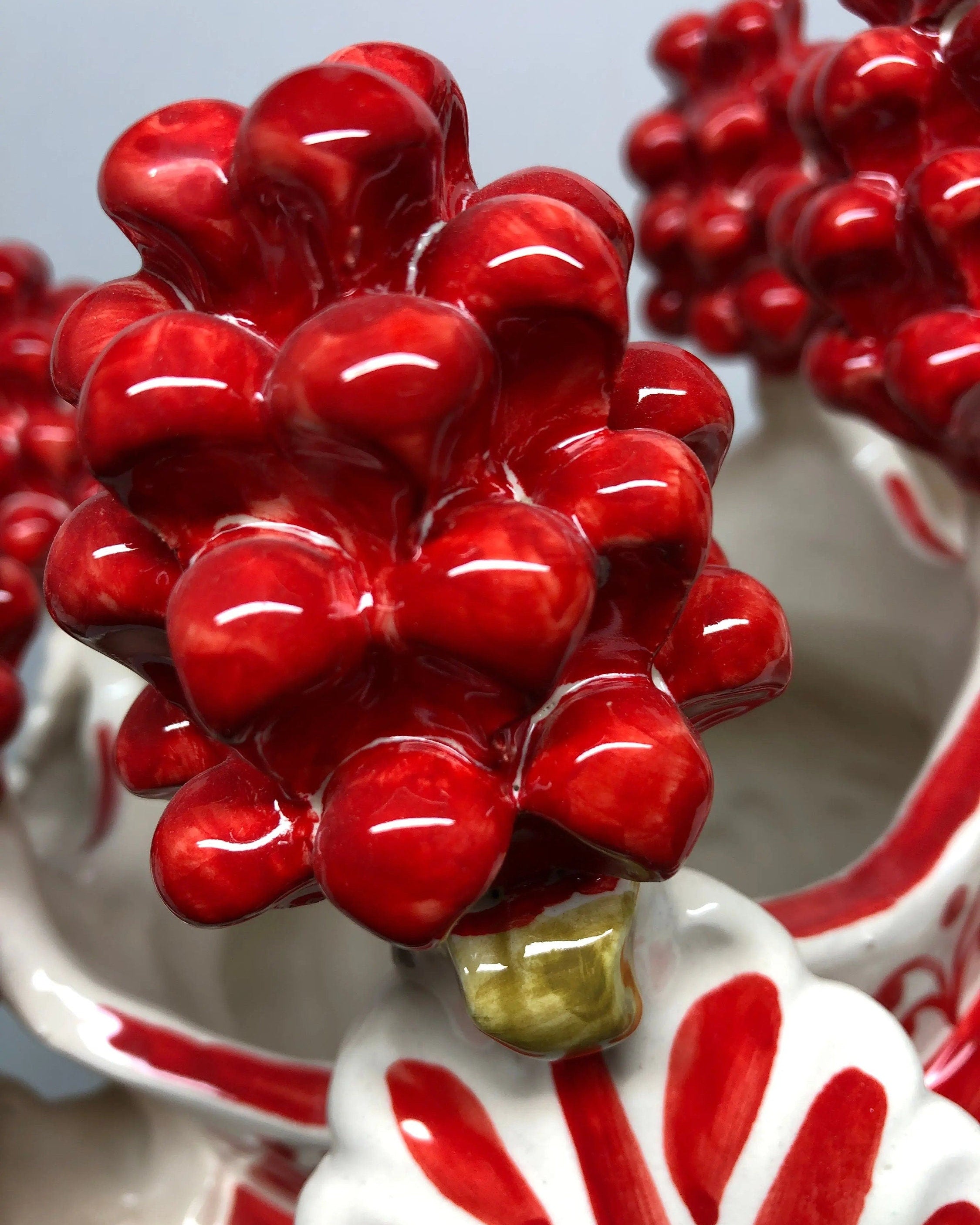 Teste di Moro Zefiro Corona Pigne Ceramica Caltagirone cm H.48 L.28 Artigianale Rosso DD CERAMICHE SICILIANE