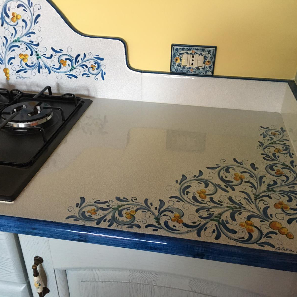 Top per Cucina Pietra Lavica Decoro ’600 Blu - TOP PIETRA LAVICA