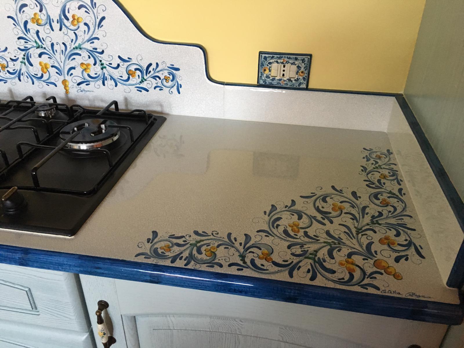 Top per Cucina Pietra Lavica Decoro ’600 Blu - TOP PIETRA LAVICA