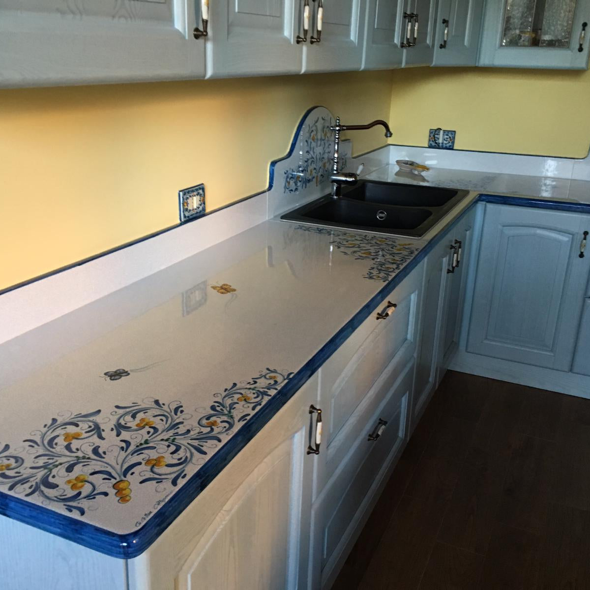 Top per Cucina Pietra Lavica Decoro ’600 Blu - TOP PIETRA LAVICA