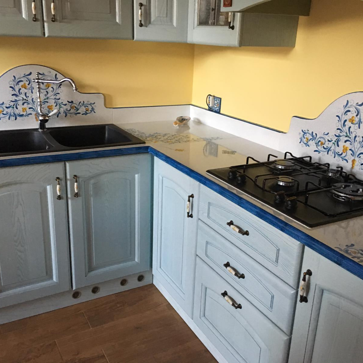 Top per Cucina Pietra Lavica Decoro ’600 Blu - TOP PIETRA LAVICA