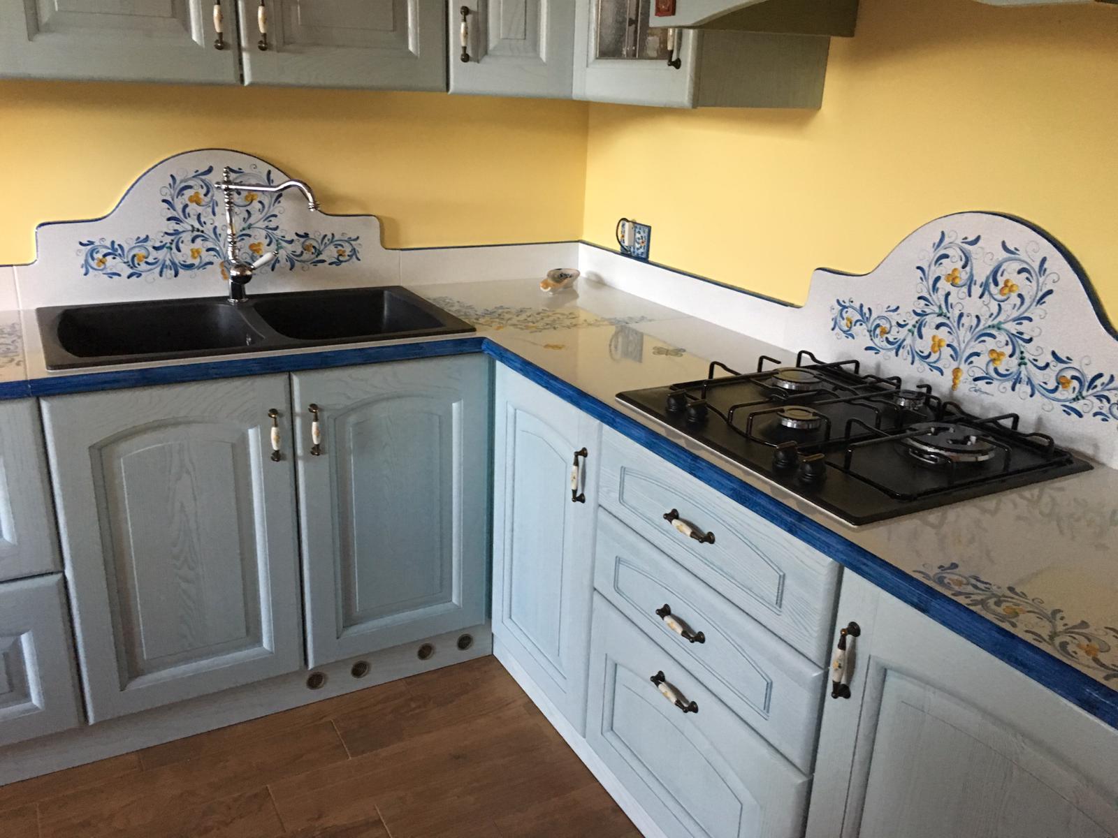 Top per Cucina Pietra Lavica Decoro ’600 Blu - TOP PIETRA LAVICA