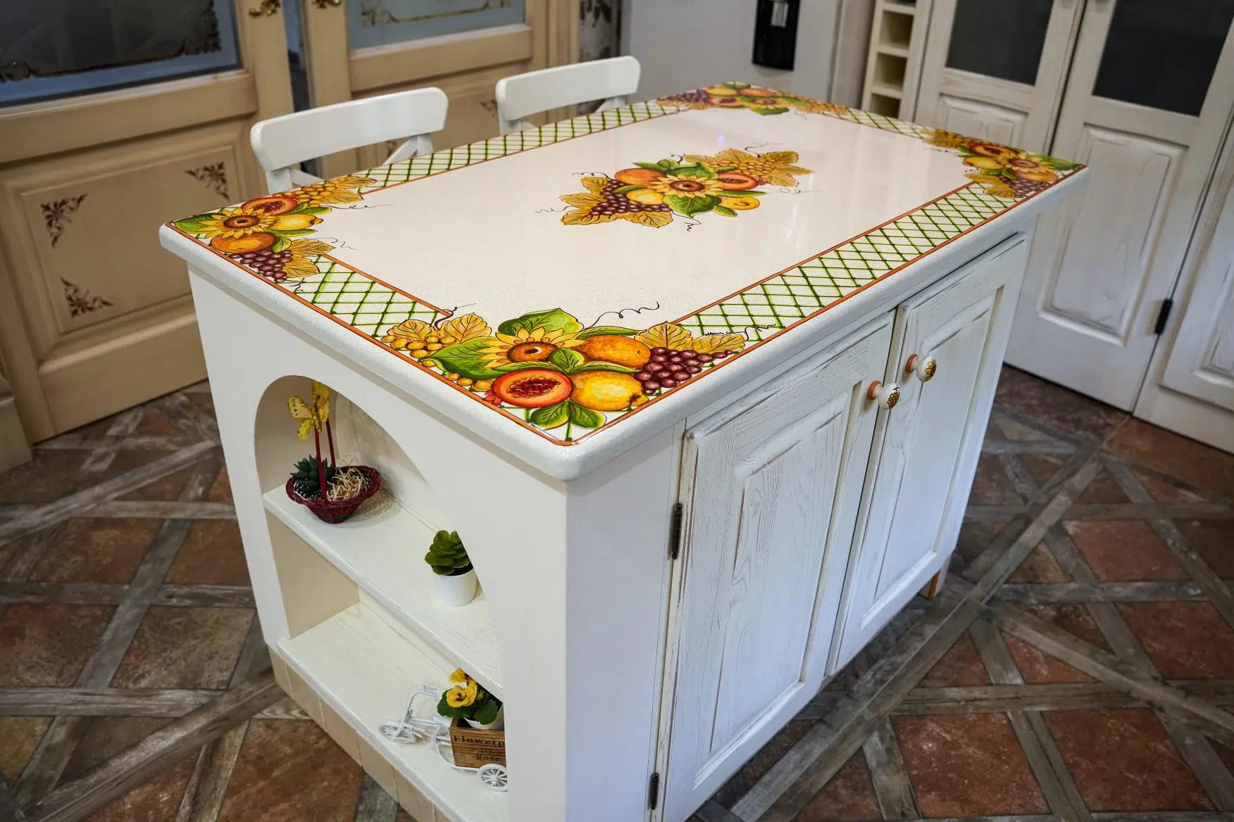 Top per Cucina Pietra Lavica Decoro Allegoria di Frutta - TOP PIETRA LAVICA