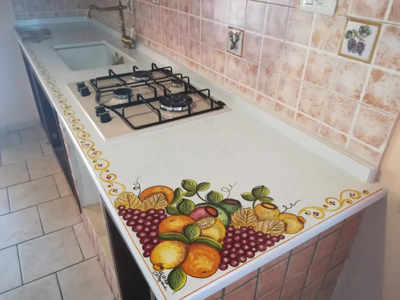 Top per Cucina Pietra Lavica Decoro Estate - TOP PIETRA LAVICA