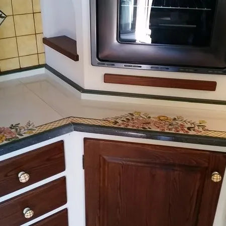 Top per Cucina Pietra Lavica Decoro Fiori - TOP PIETRA LAVICA