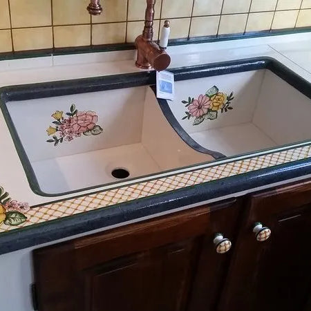 Top per Cucina Pietra Lavica Decoro Fiori - TOP PIETRA LAVICA