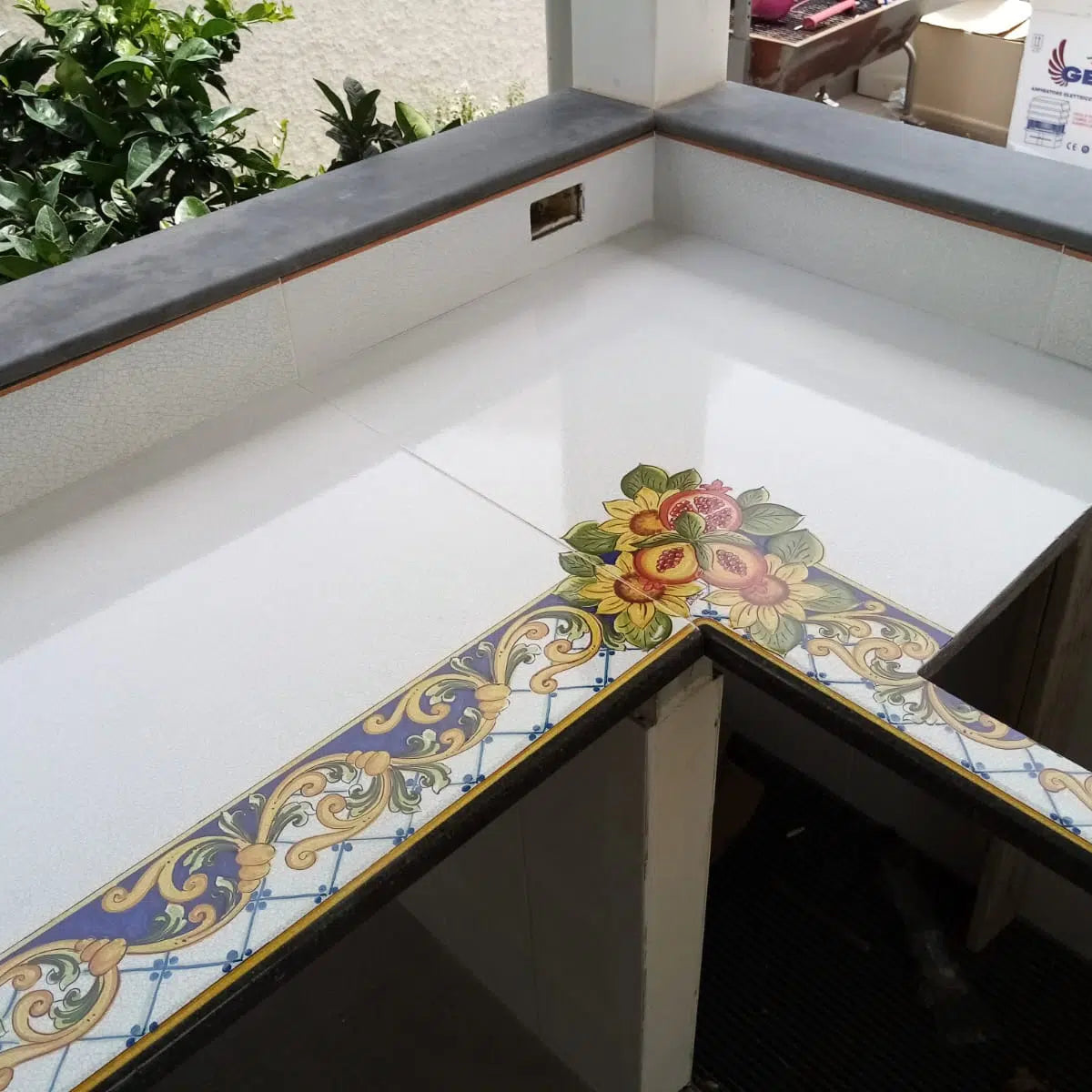 Top per Cucina Pietra Lavica Decoro Floreale - TOP PIETRA LAVICA